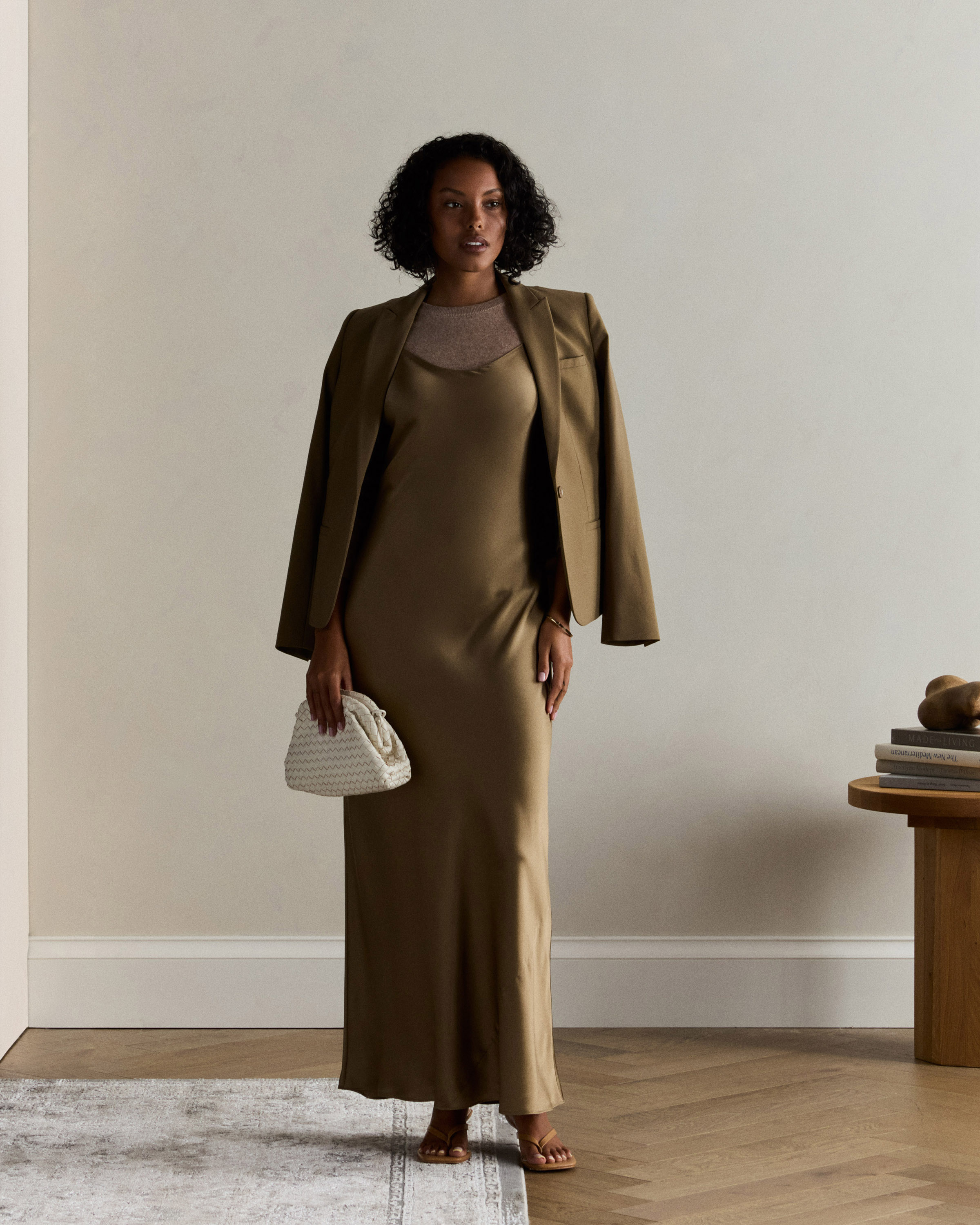 clutch for brown dress KYLIE MAXI DRESS WITH RUFFLE SLEEVES IN BROWN – AKIRA