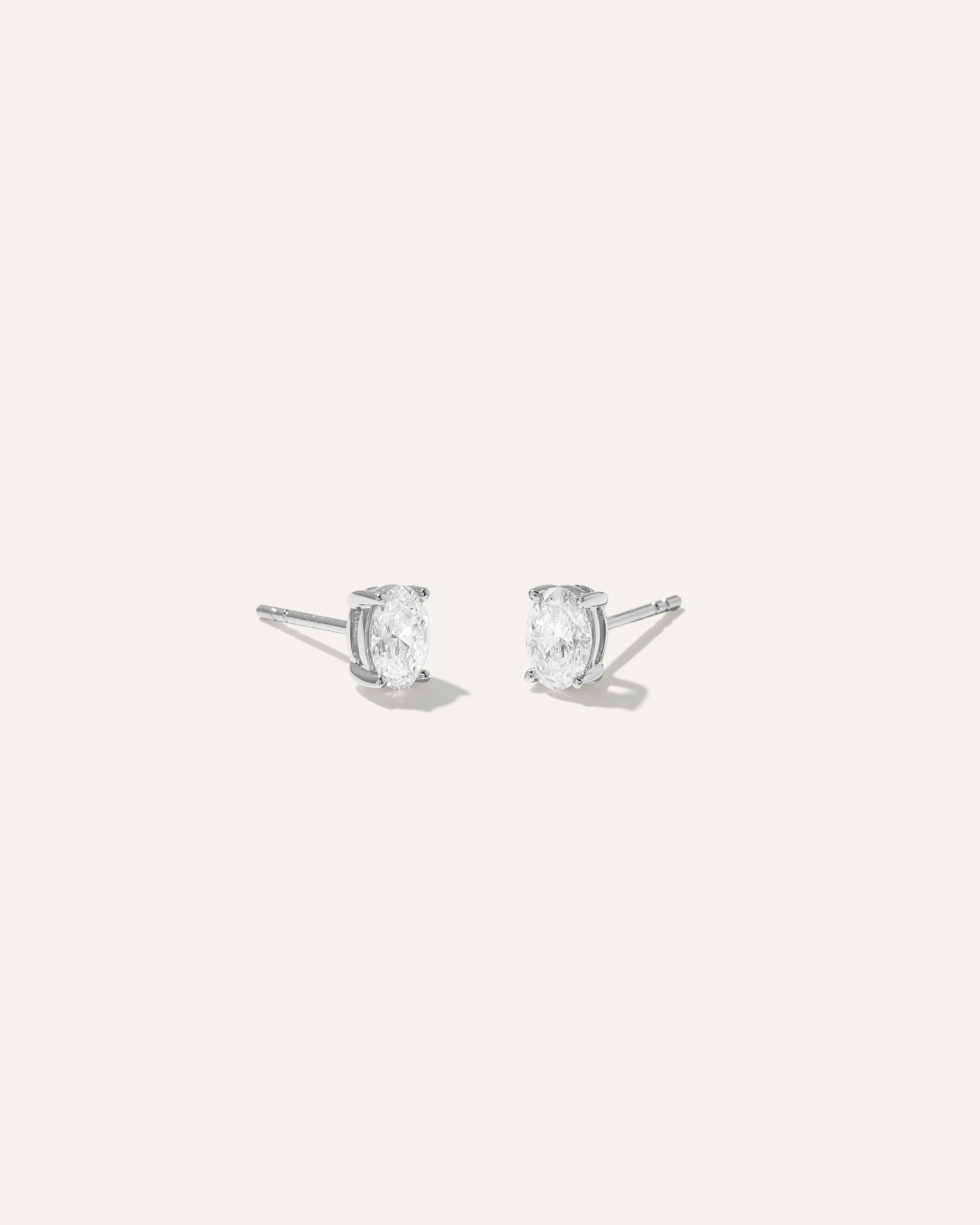 White Gold 14k Gold Lab Grown Diamond Oval Solitaire Studs