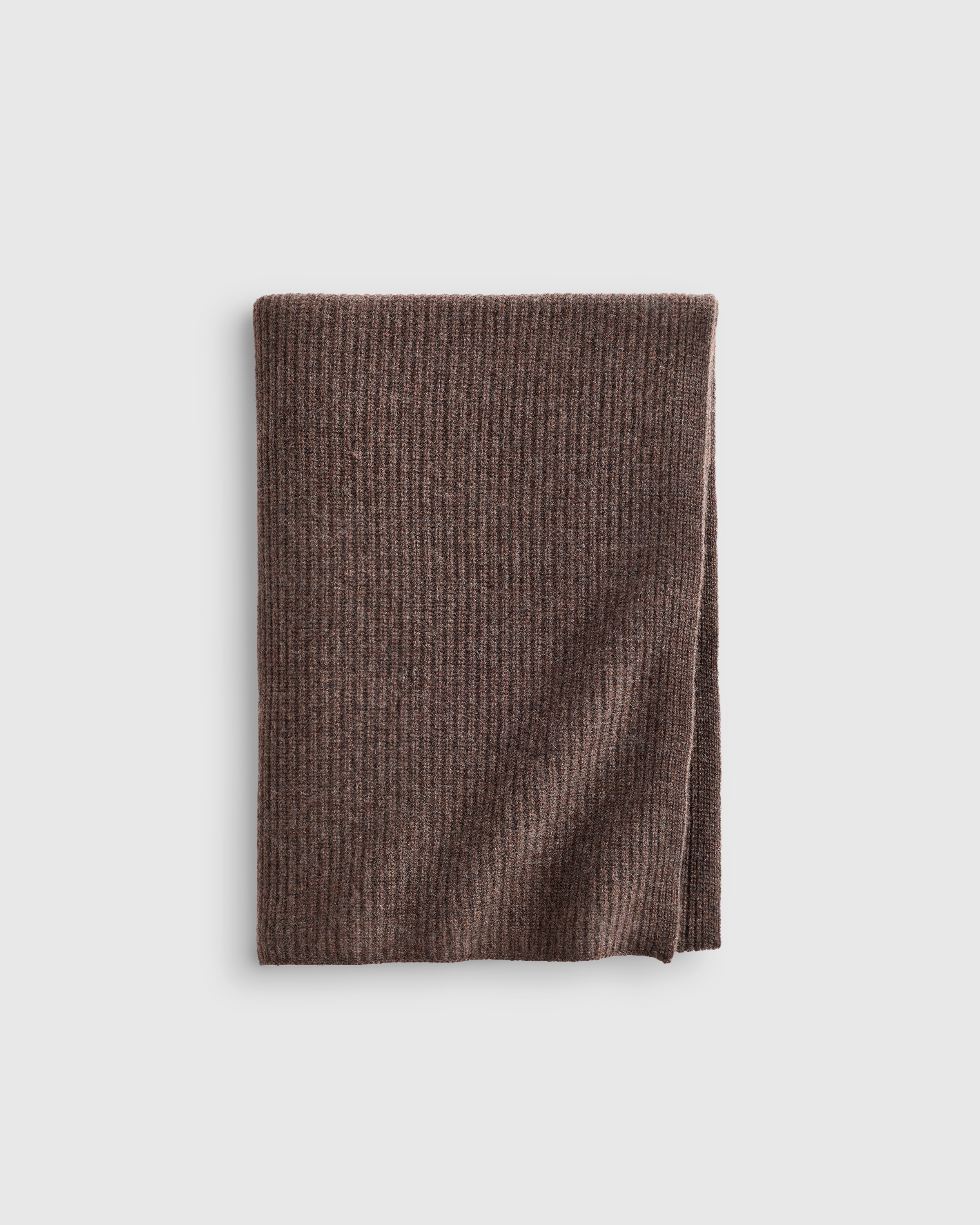 Heather Truffle Brown Ribbed Knit Cashmere Throw
