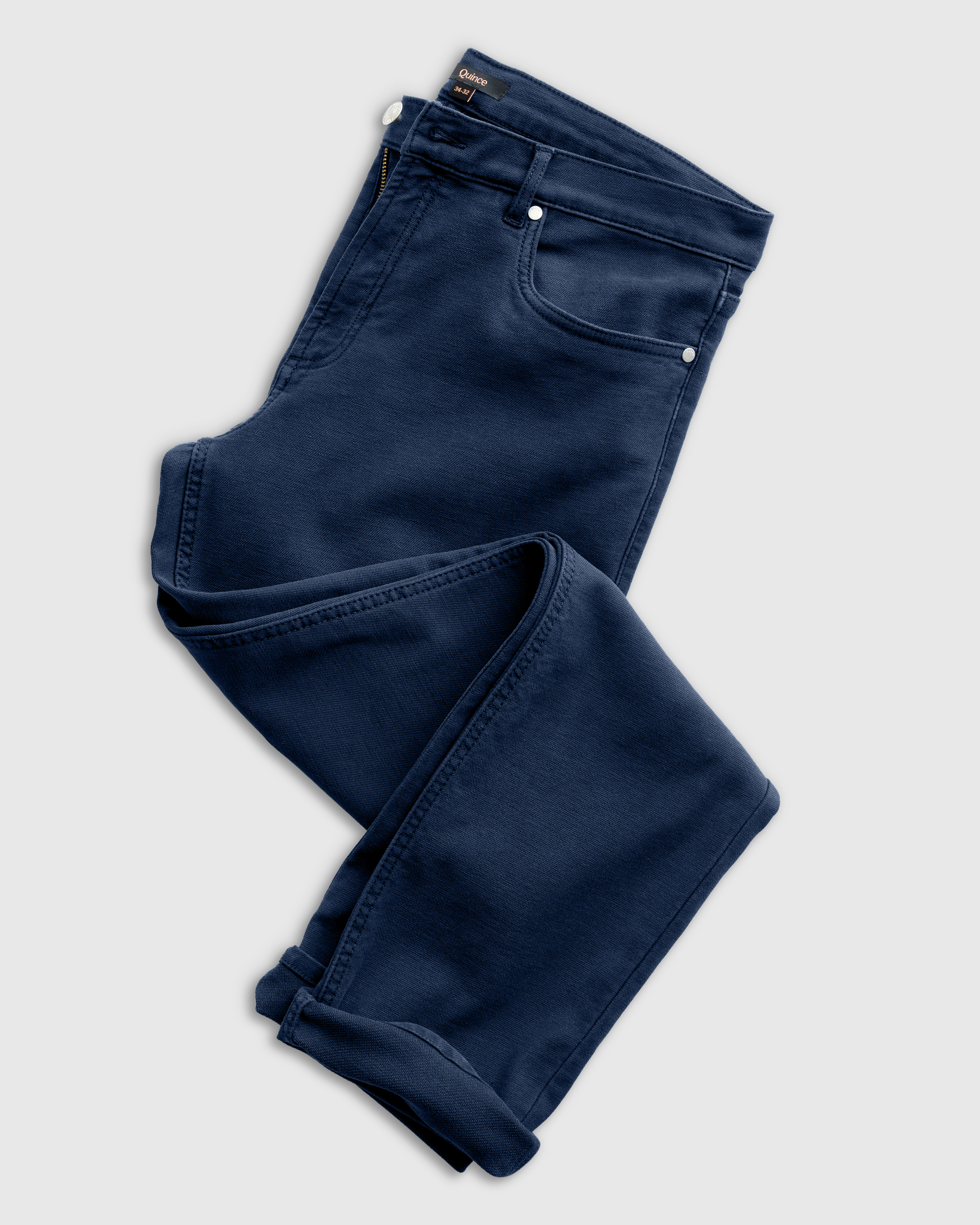 French Terry 5-Pocket Pants - Slim in Deep Navy