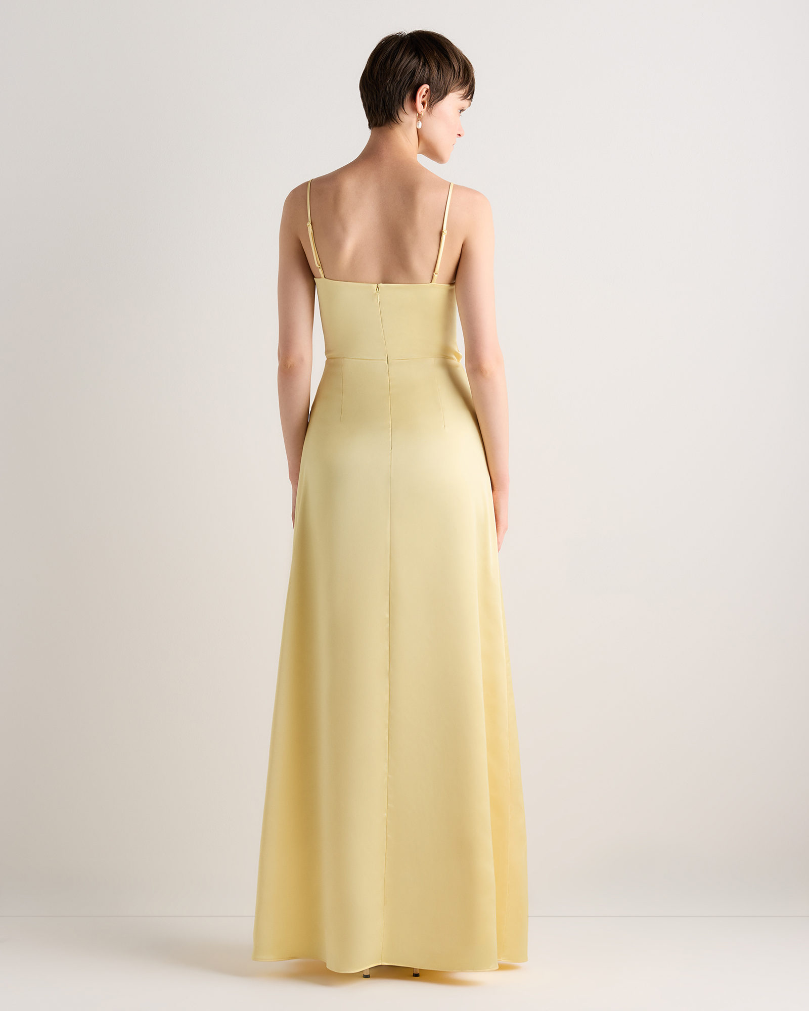 pastel yellow satin dress Verlaine Maxi - US 0 Crafted from luxurious satin Yellow Satin Evening Dress, Pale