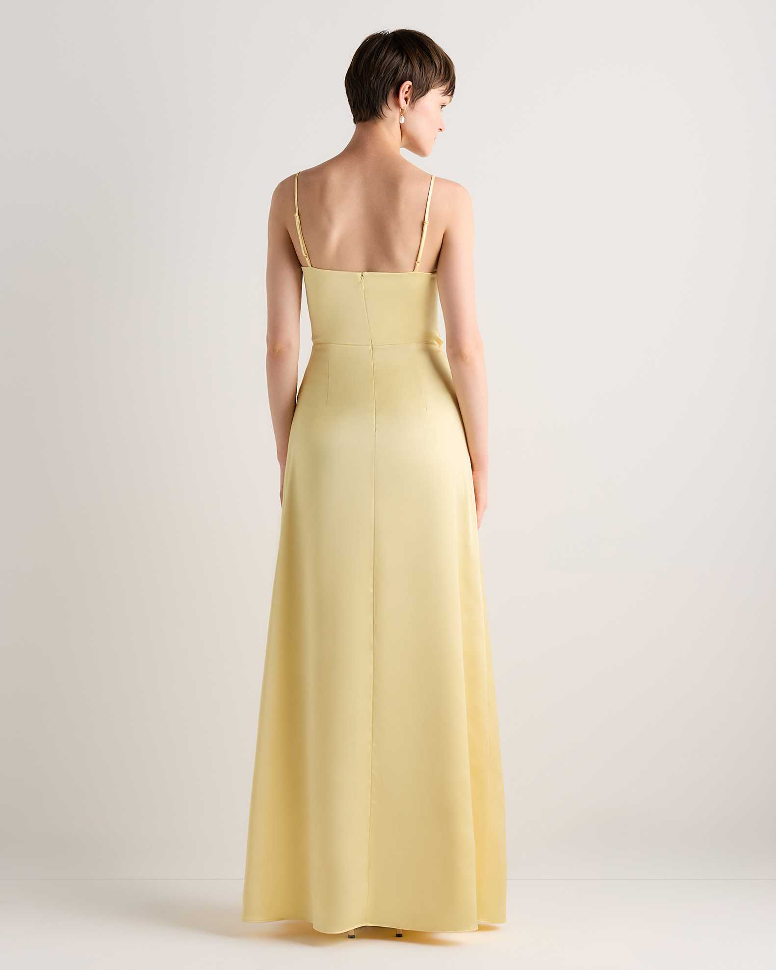 pastel yellow satin dress Verlaine Maxi - US 0 Crafted from luxurious satin Yellow Satin Evening Dress, Pale