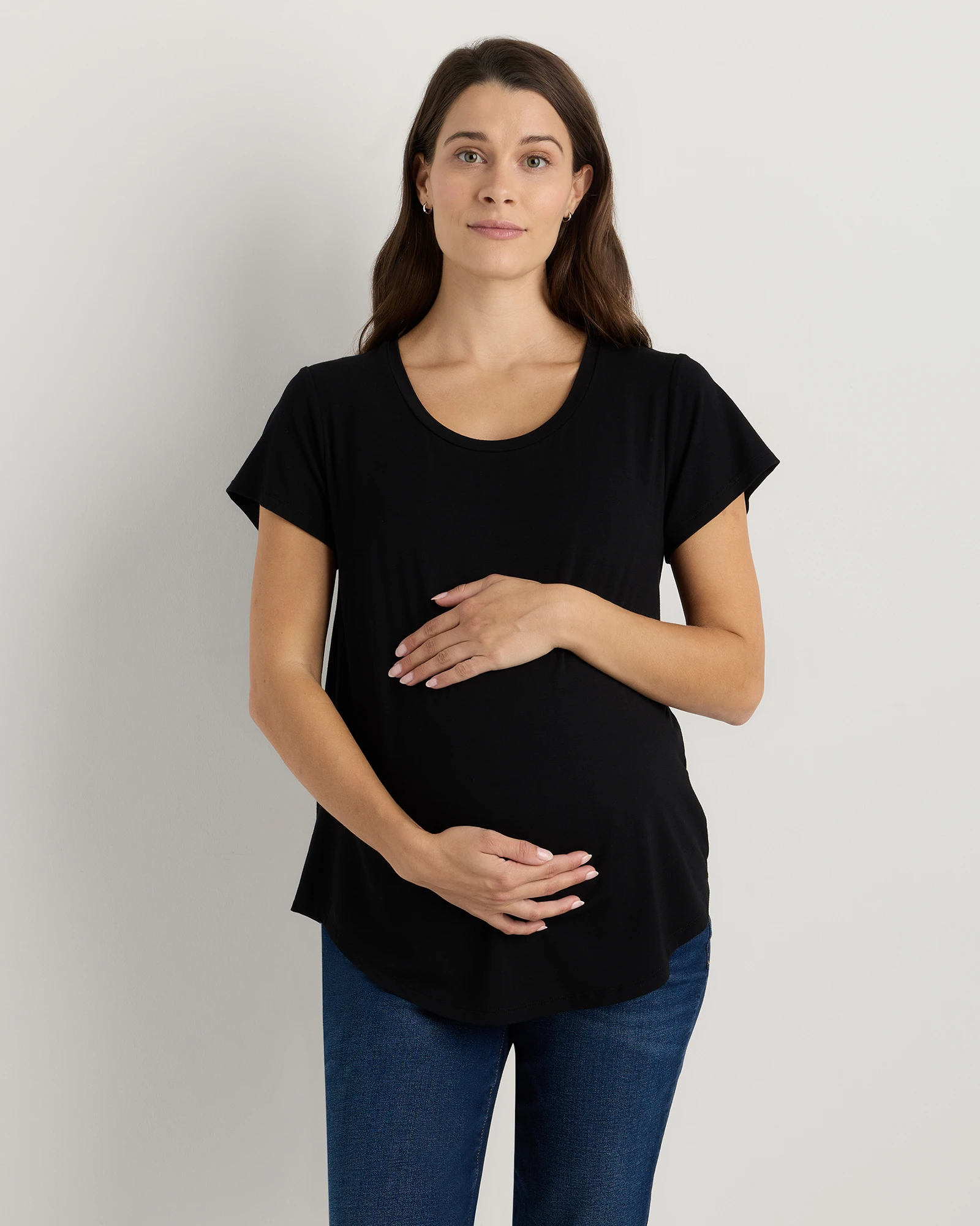 Bamboo Jersey Nursing Scoop Neck Tee - Maternity
