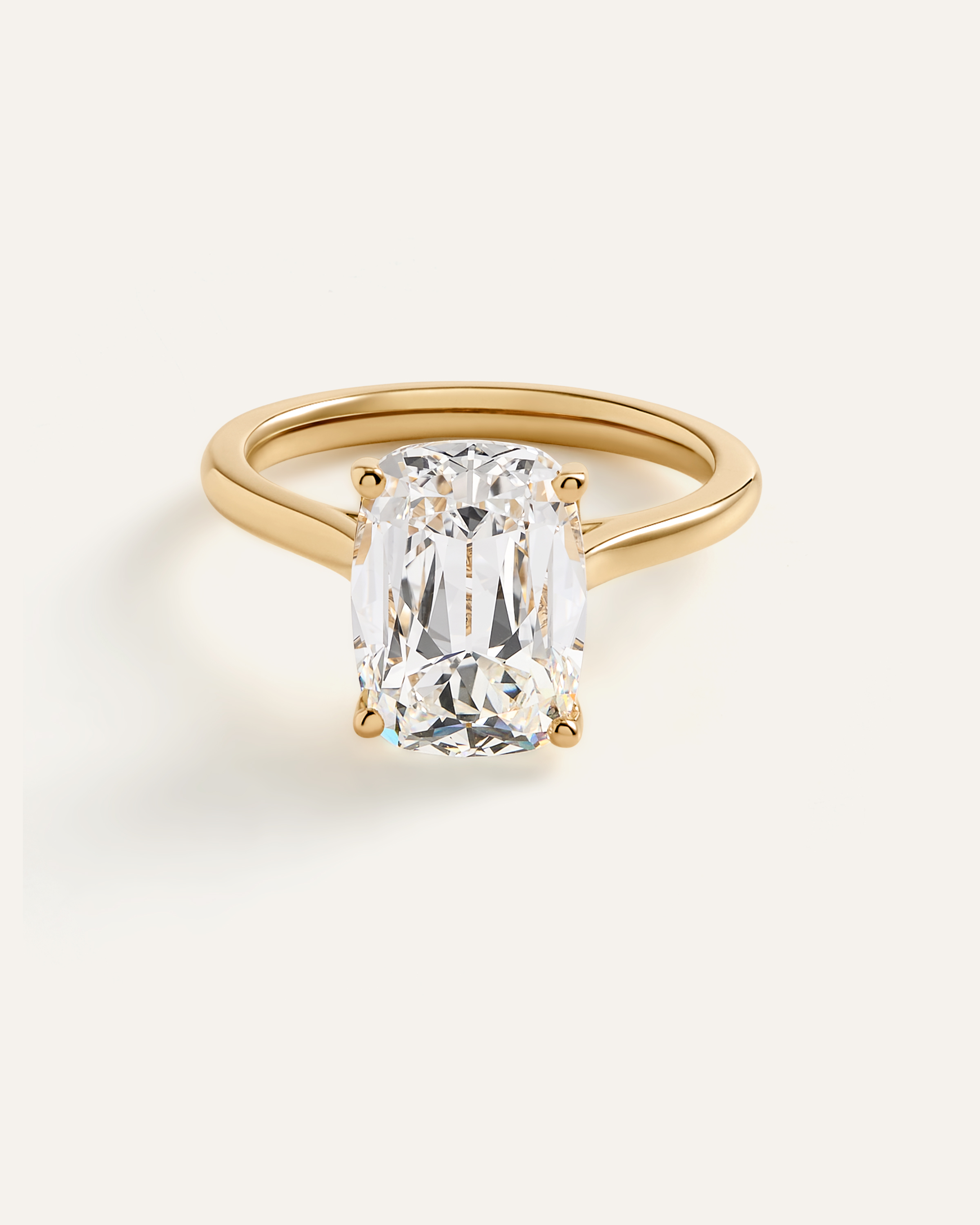 Yellow Gold Lab Grown Diamond Antique Cushion Trellis Cathedral Engagement Ring - 5ct