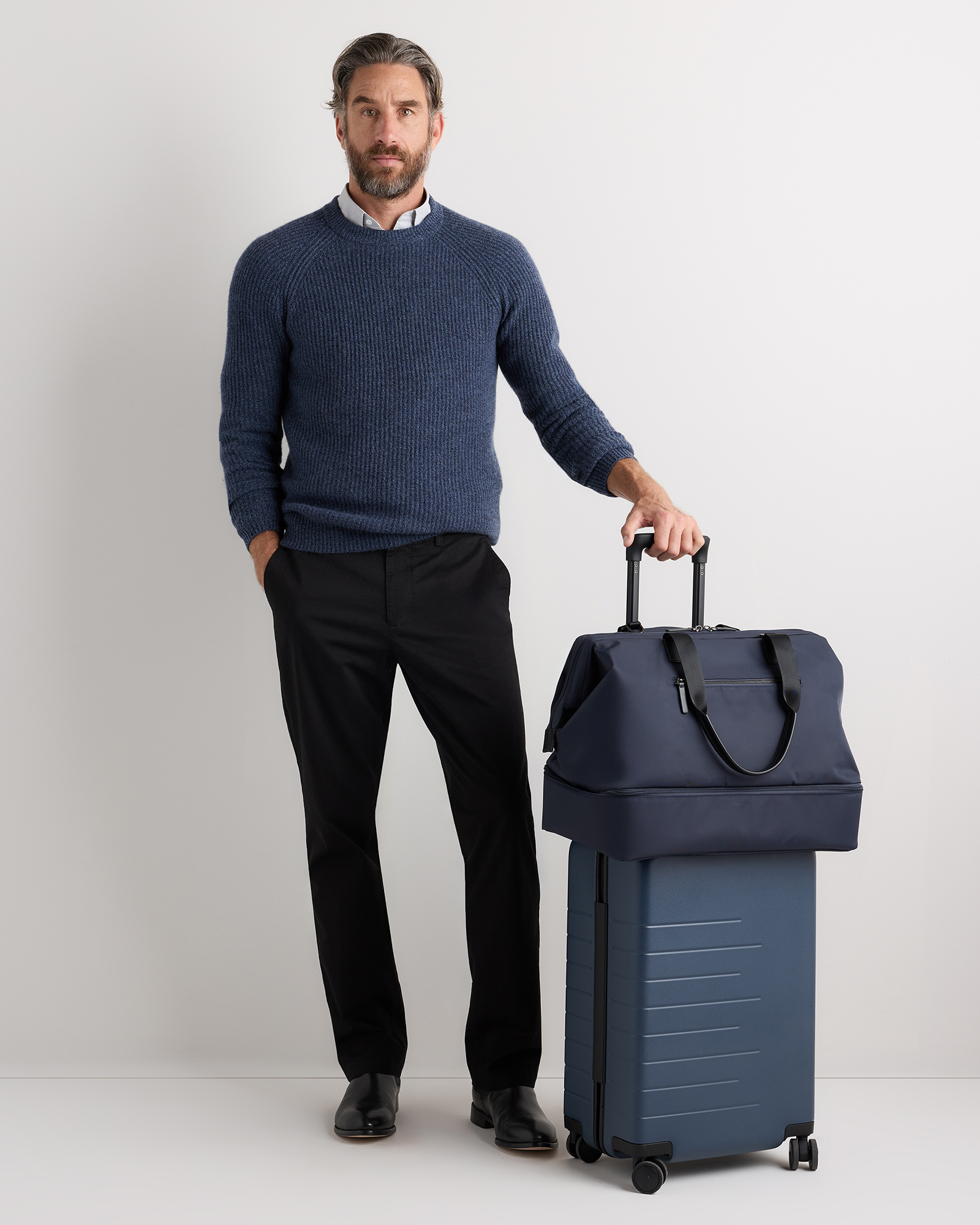Voyage Nylon Dual Compartment Weekender in Navy