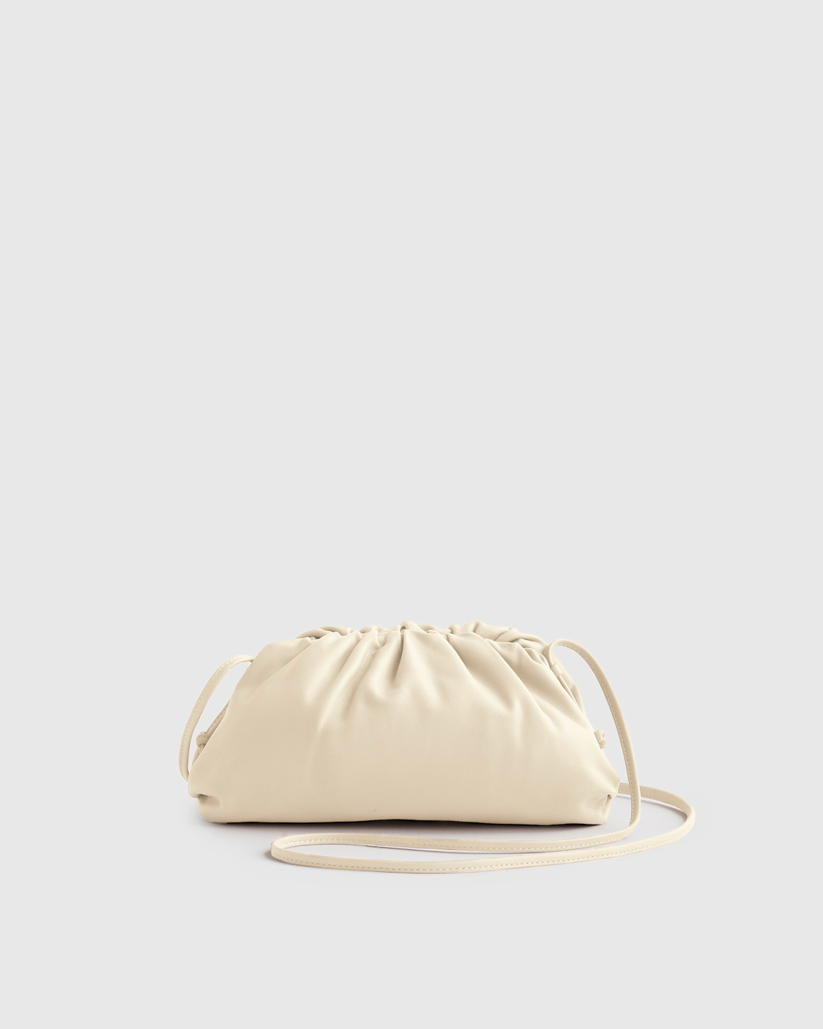 Quince Italian Leather Pouch Crossbody Clutch in Cream