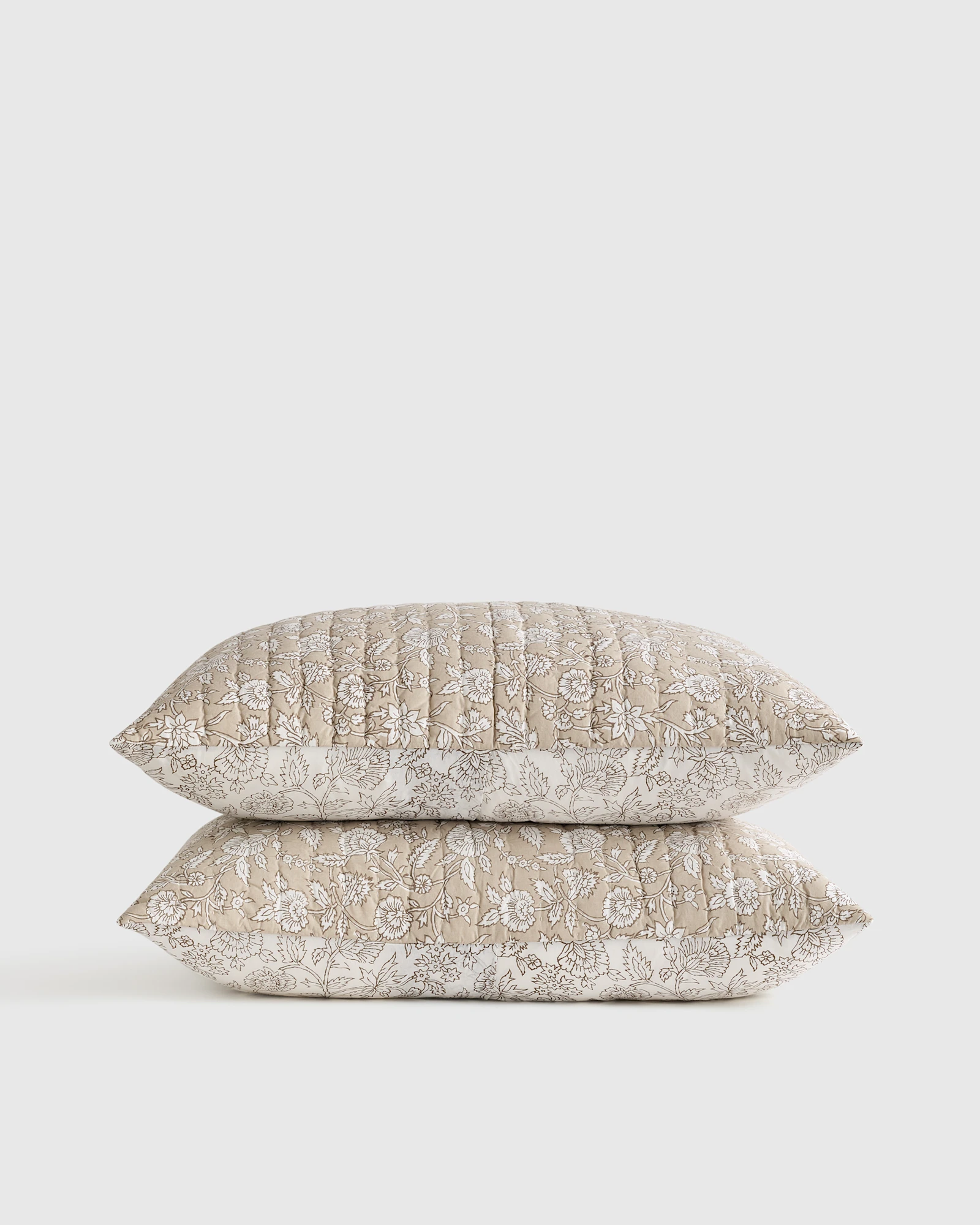 Organic Cotton Block Print Quilted Sham Set - Toffee, Standard