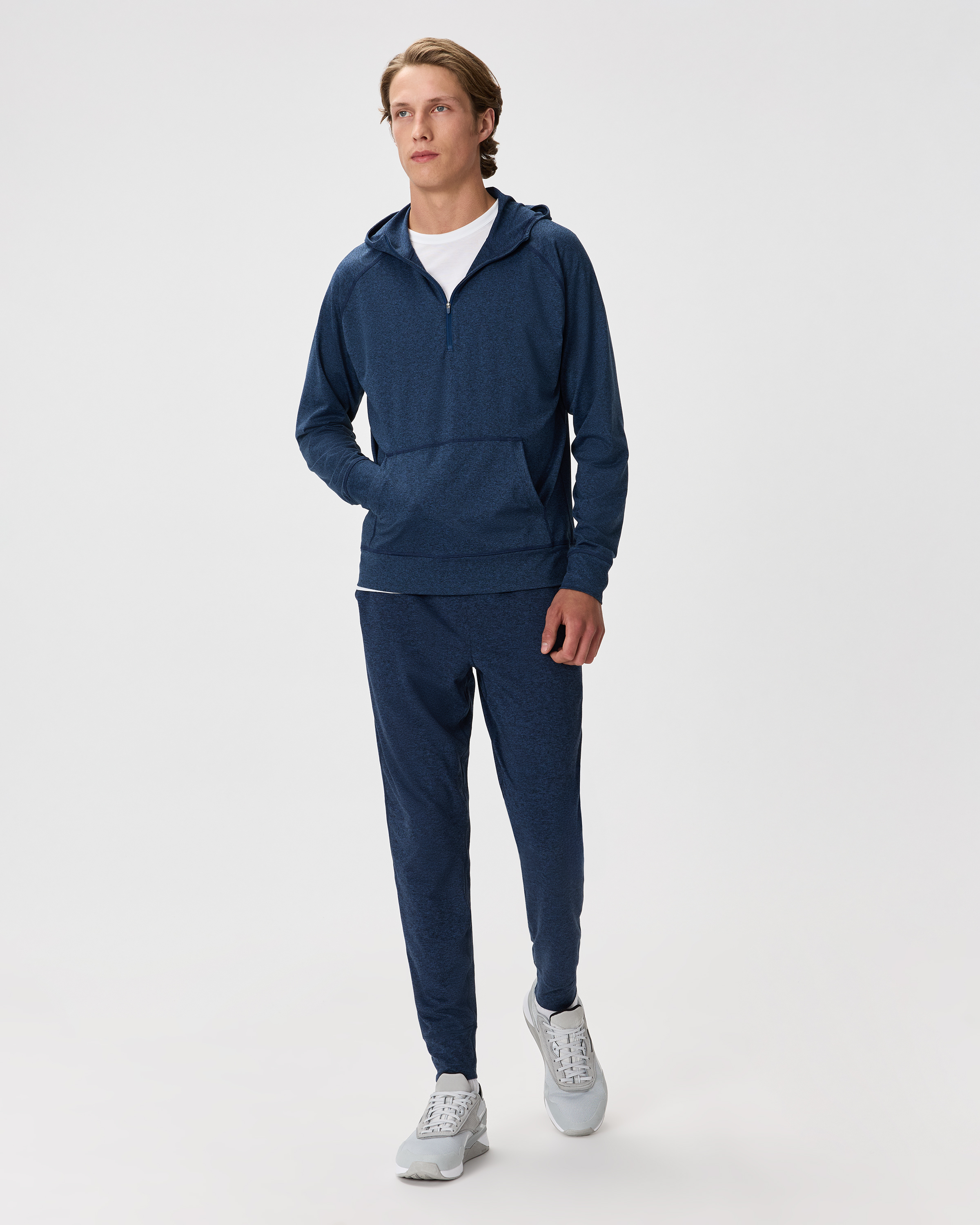 Flowknit Performance Half-Zip Hoodie in Heather Navy