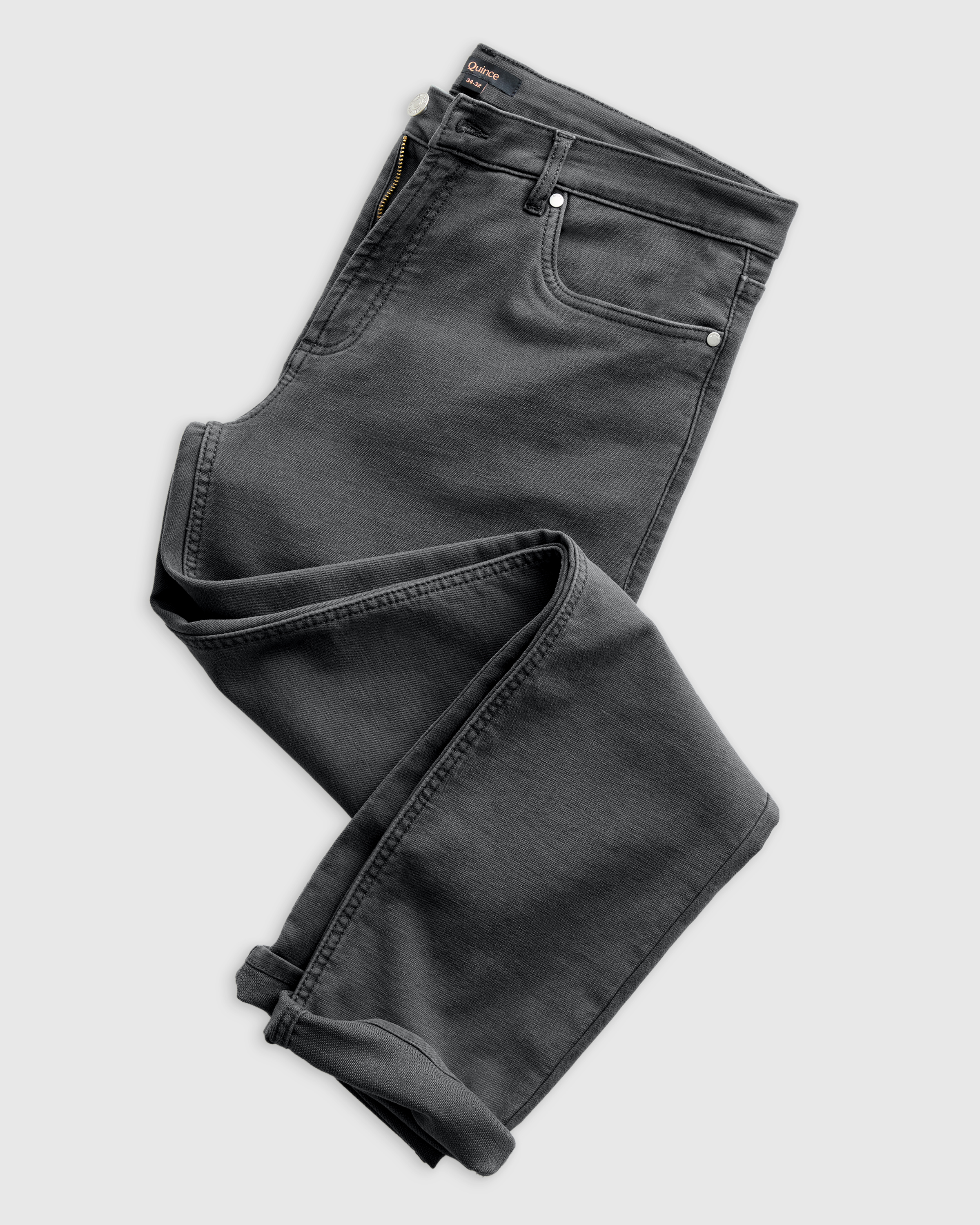 French Terry 5-Pocket Pants - Slim in Dark Coal