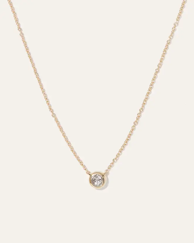 Yellow Gold 14K Gold Diamond Bezel Necklace