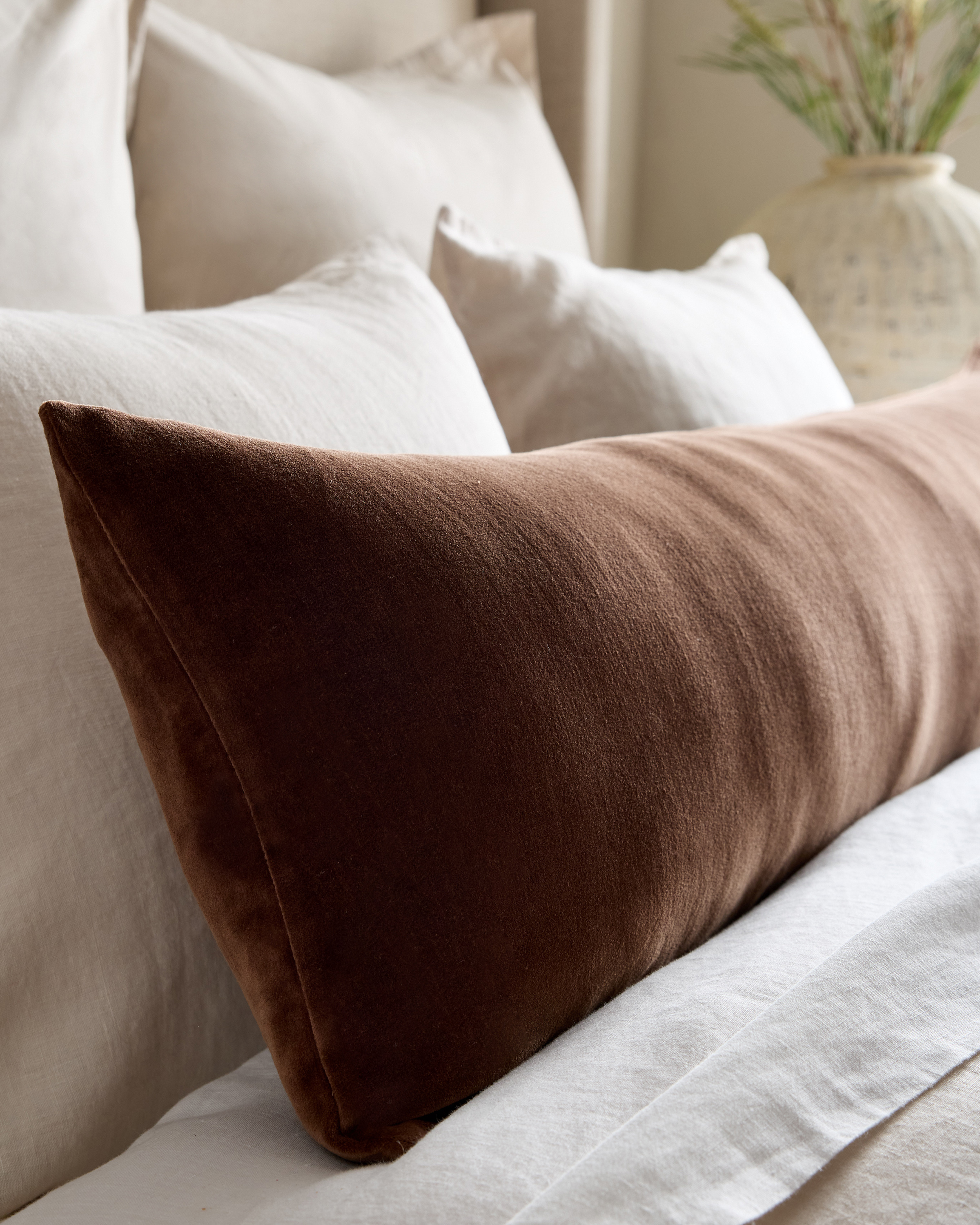 Cotton Velvet Oversized Lumbar Pillow Cover (Set of 2) in Moss