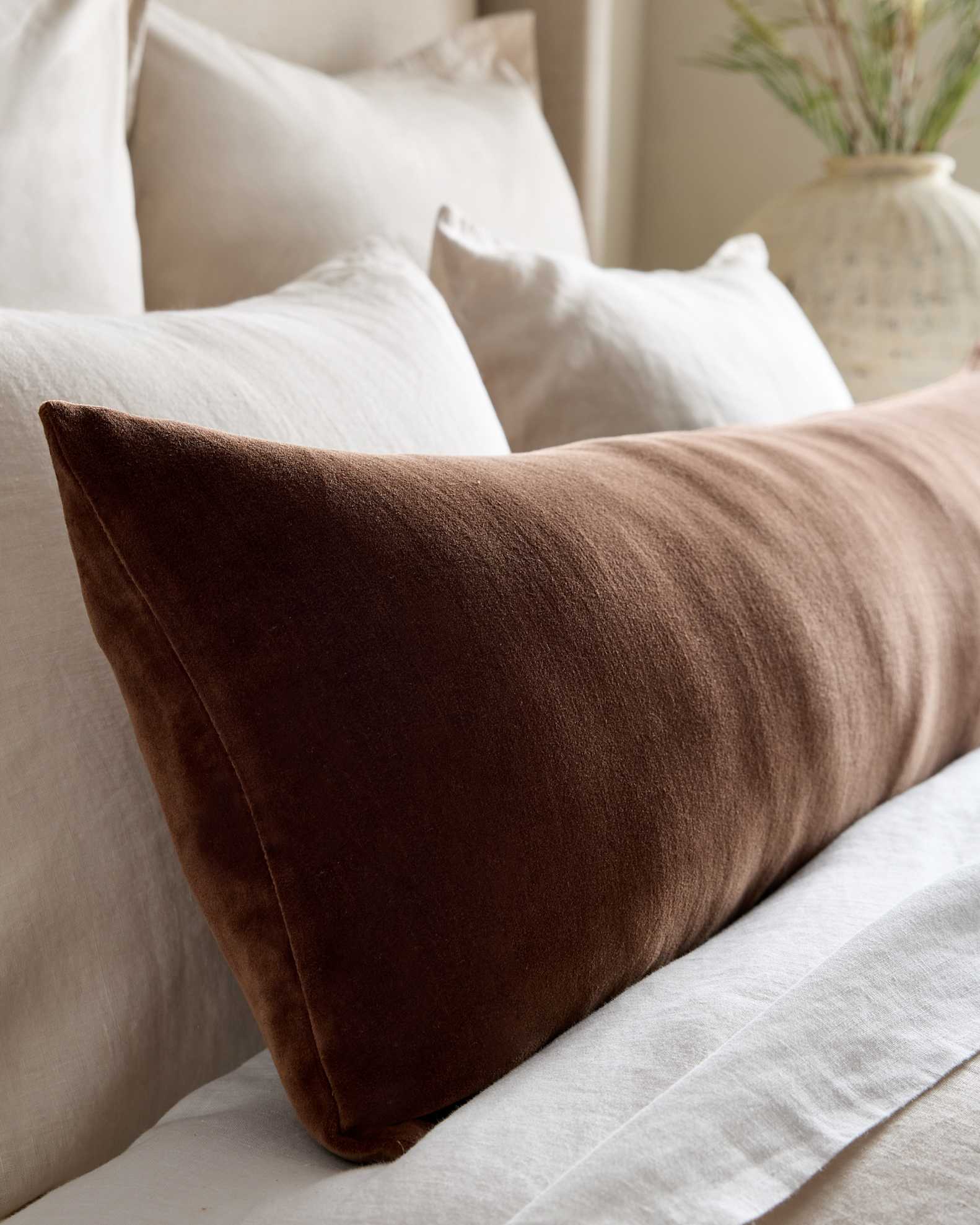 Cotton Velvet Oversized Lumbar Pillow Cover (Set of 2) in Moss