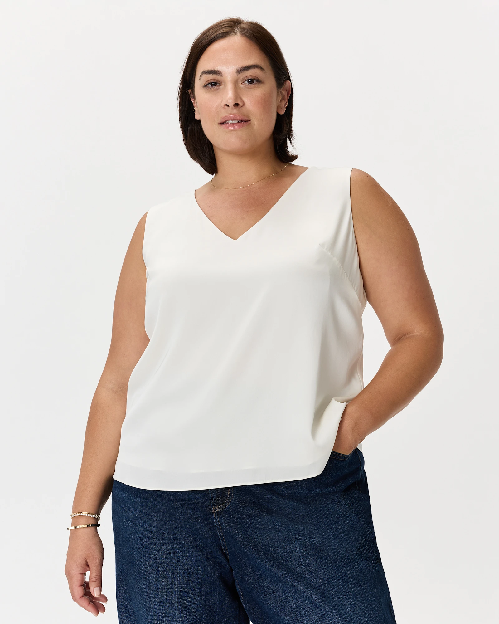 Washable Stretch Silk Tank - Plus Size