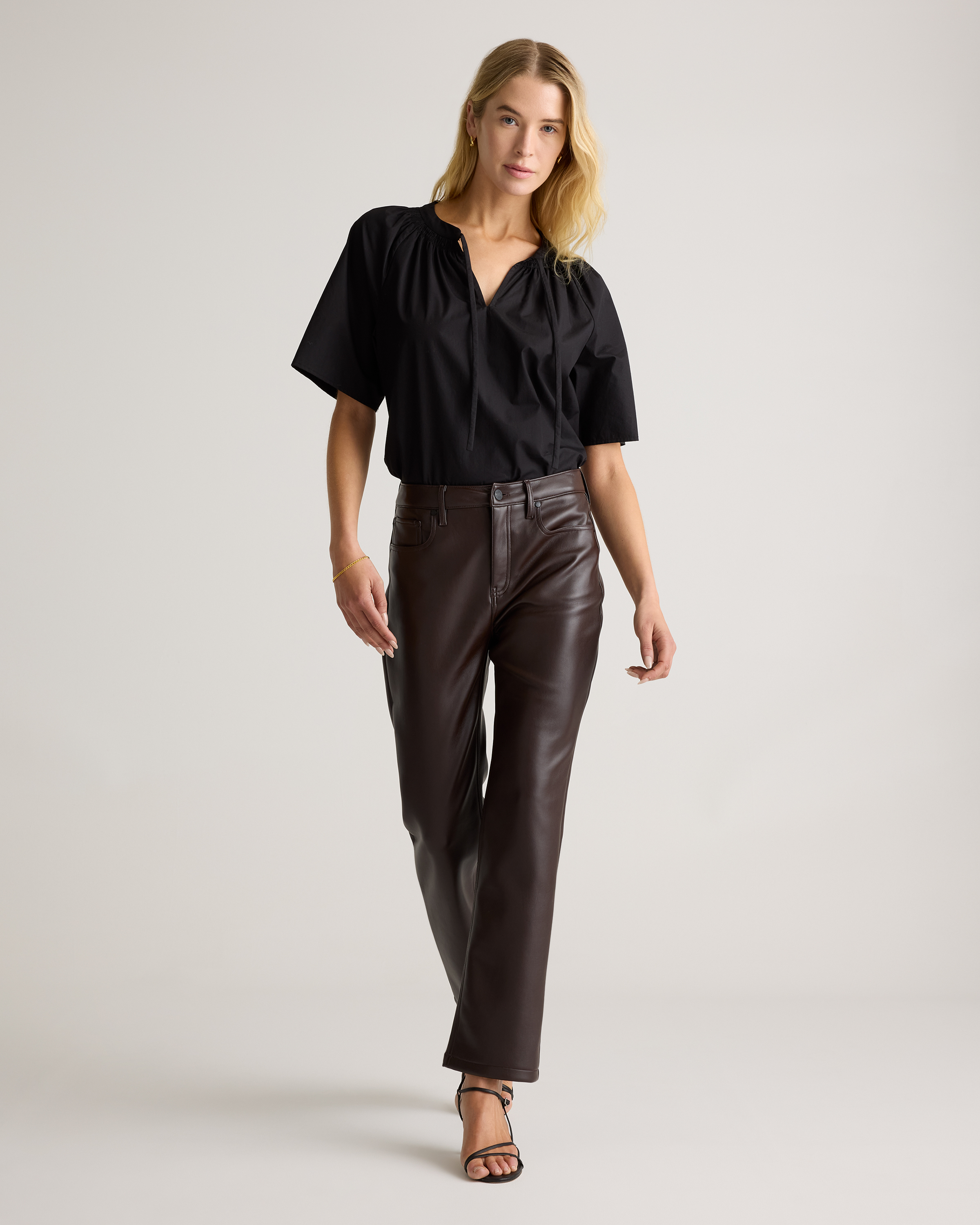 Vegan Leather Straight Leg Pants