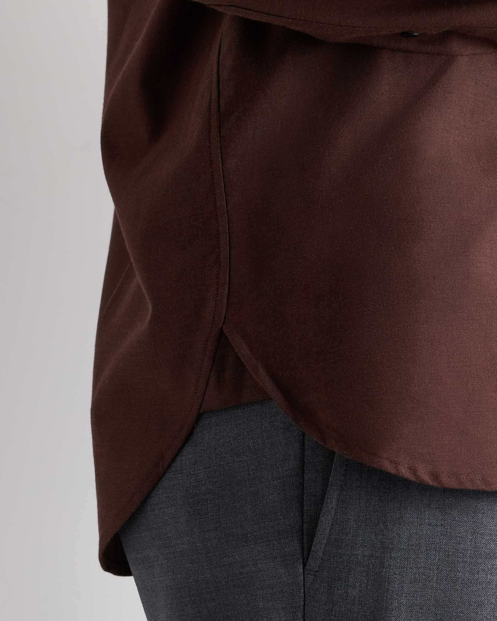 Organic Cotton Cashmere Dress Shirt in Coffee Bean Brown Organic Cotton Cashmere Dress Shirt in Coffee Bean Brown