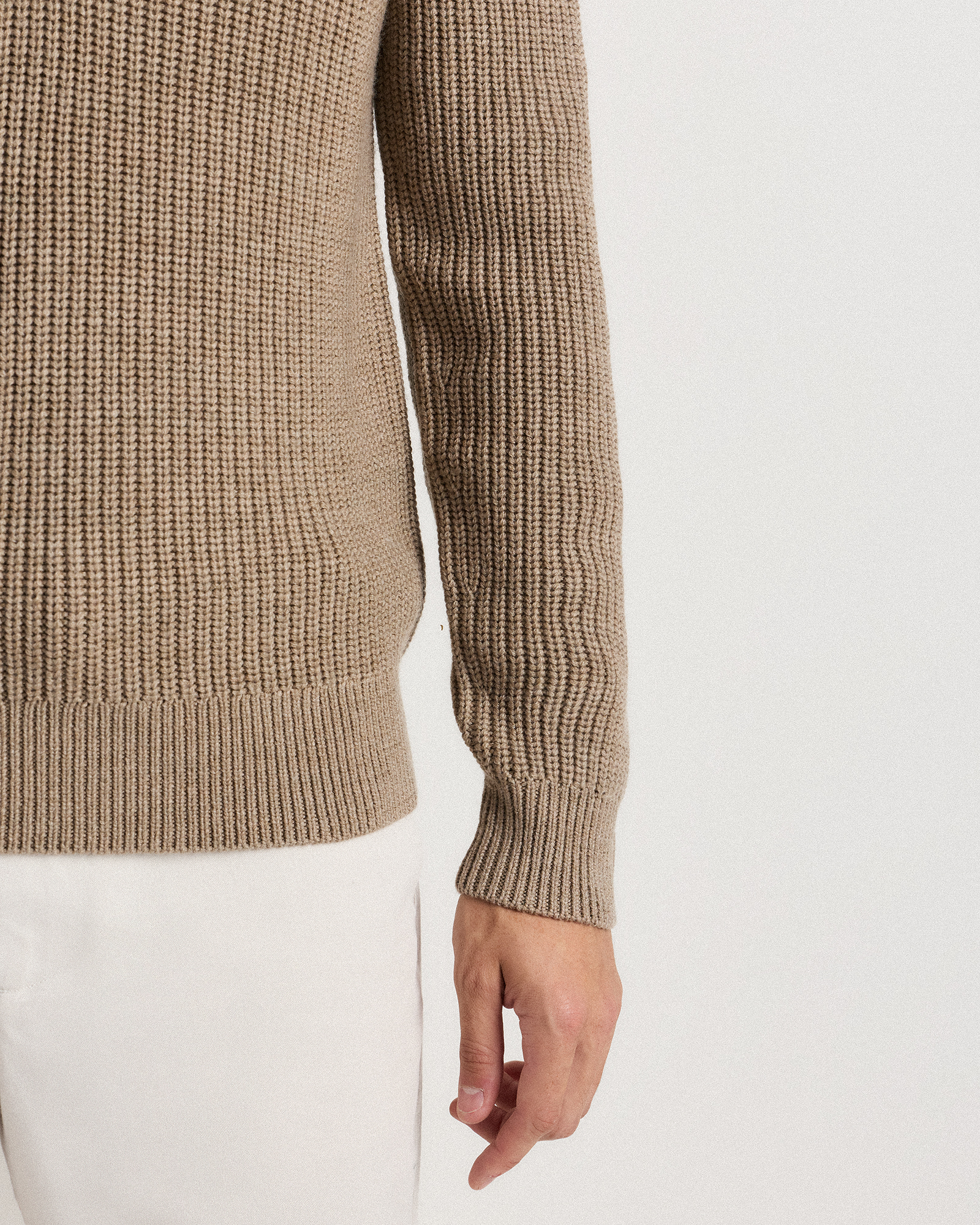 Australian Merino Wool Half Zip Sweater in Malted Toffee