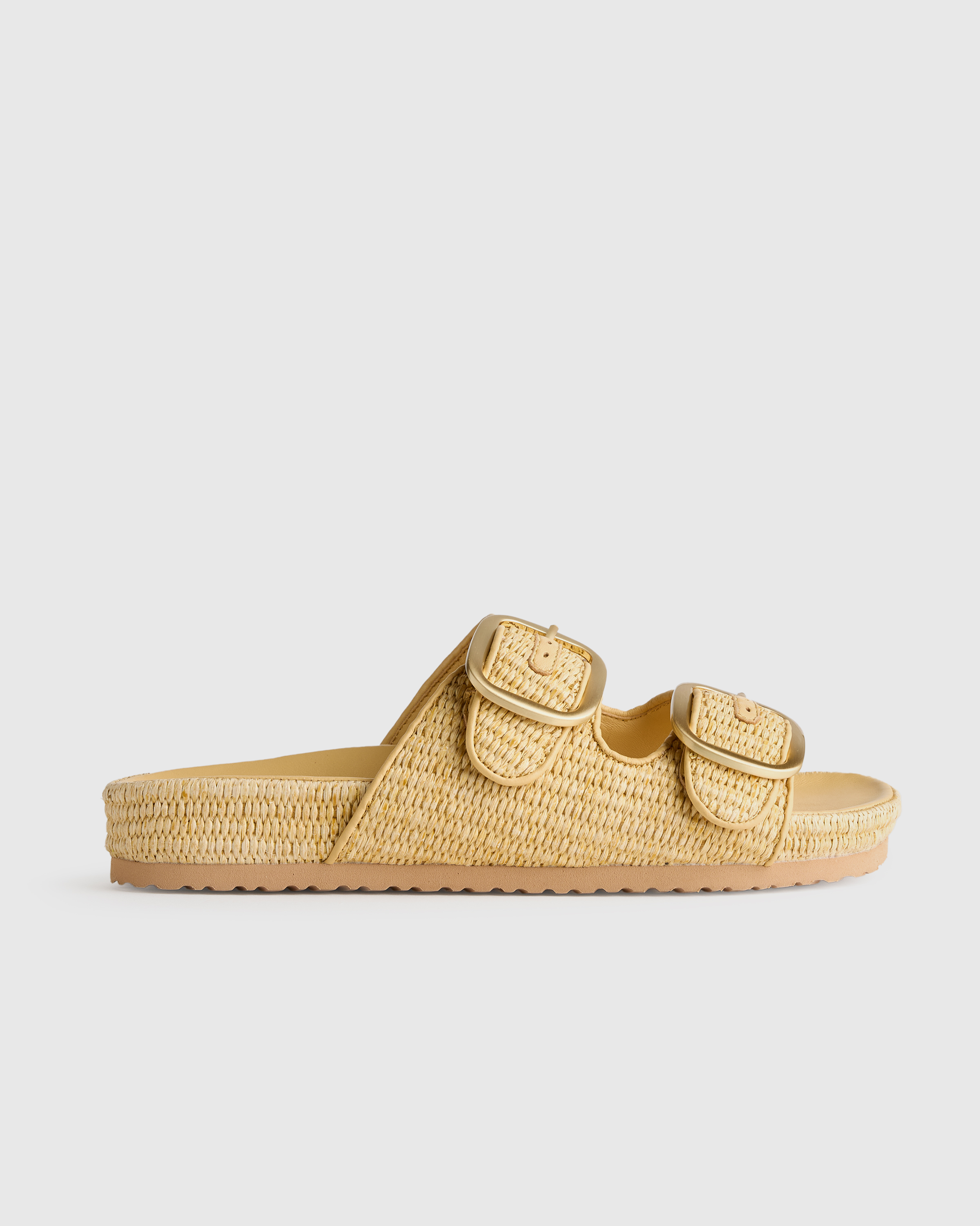 Natural Raffia Double Buckle Sandal