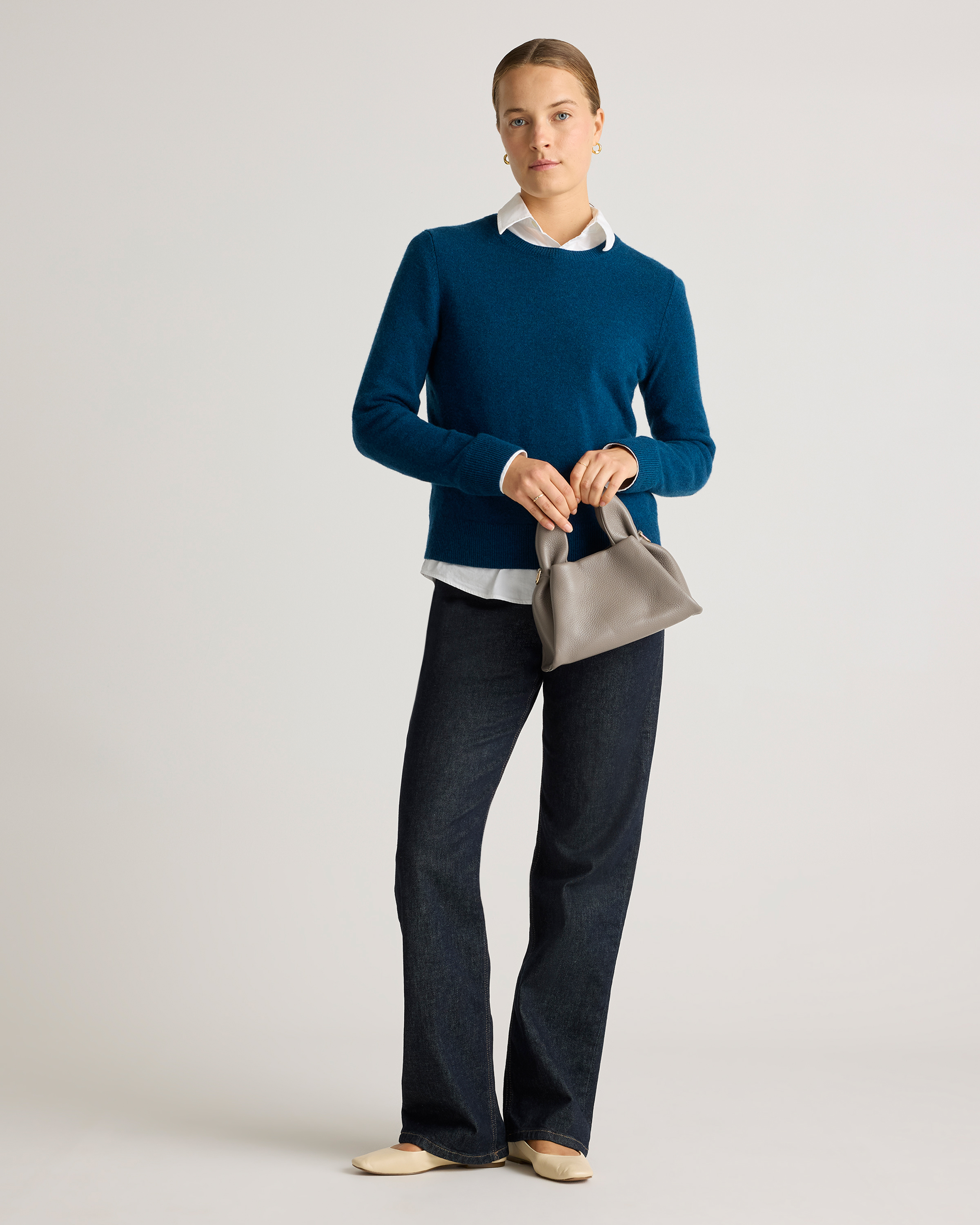 Italian Leather Trapeze Crossbody in Mink