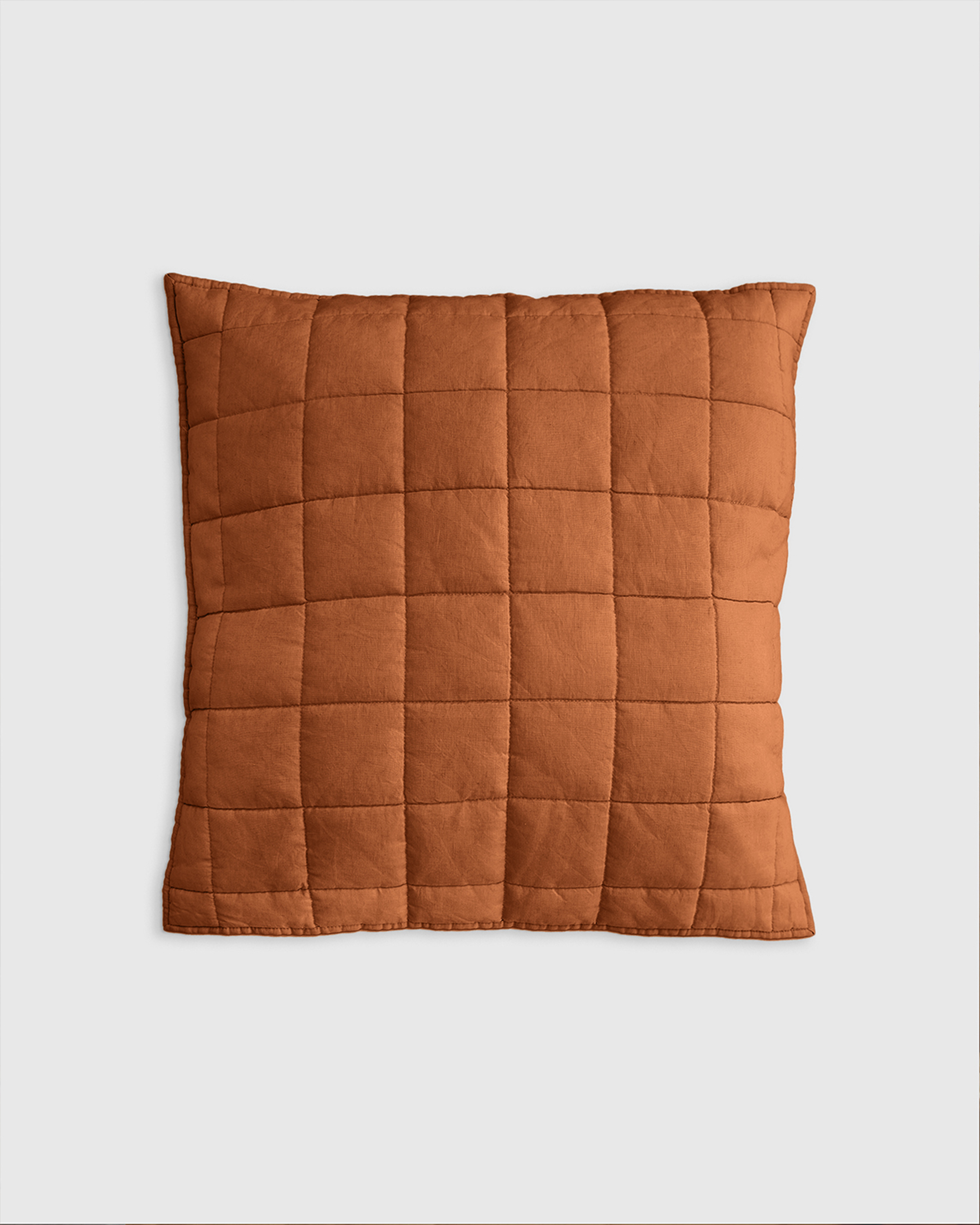 European Linen Box Quilted Euro Sham, Euro, Terracotta