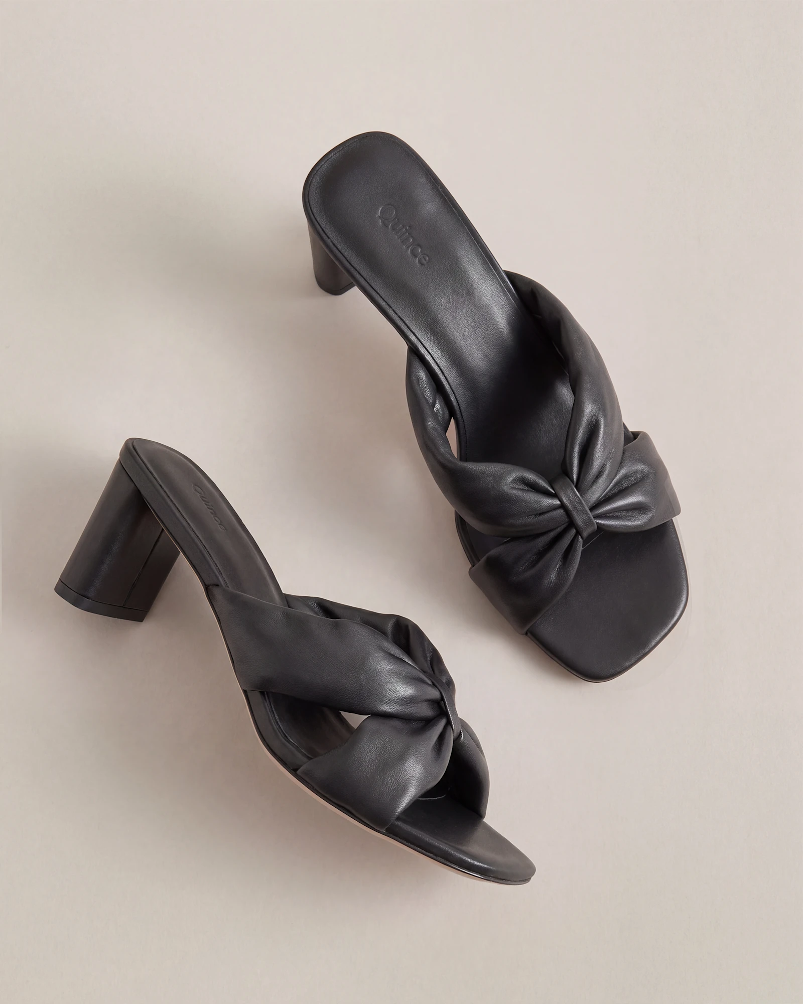 Italian Leather Twist Mid Heel Mule