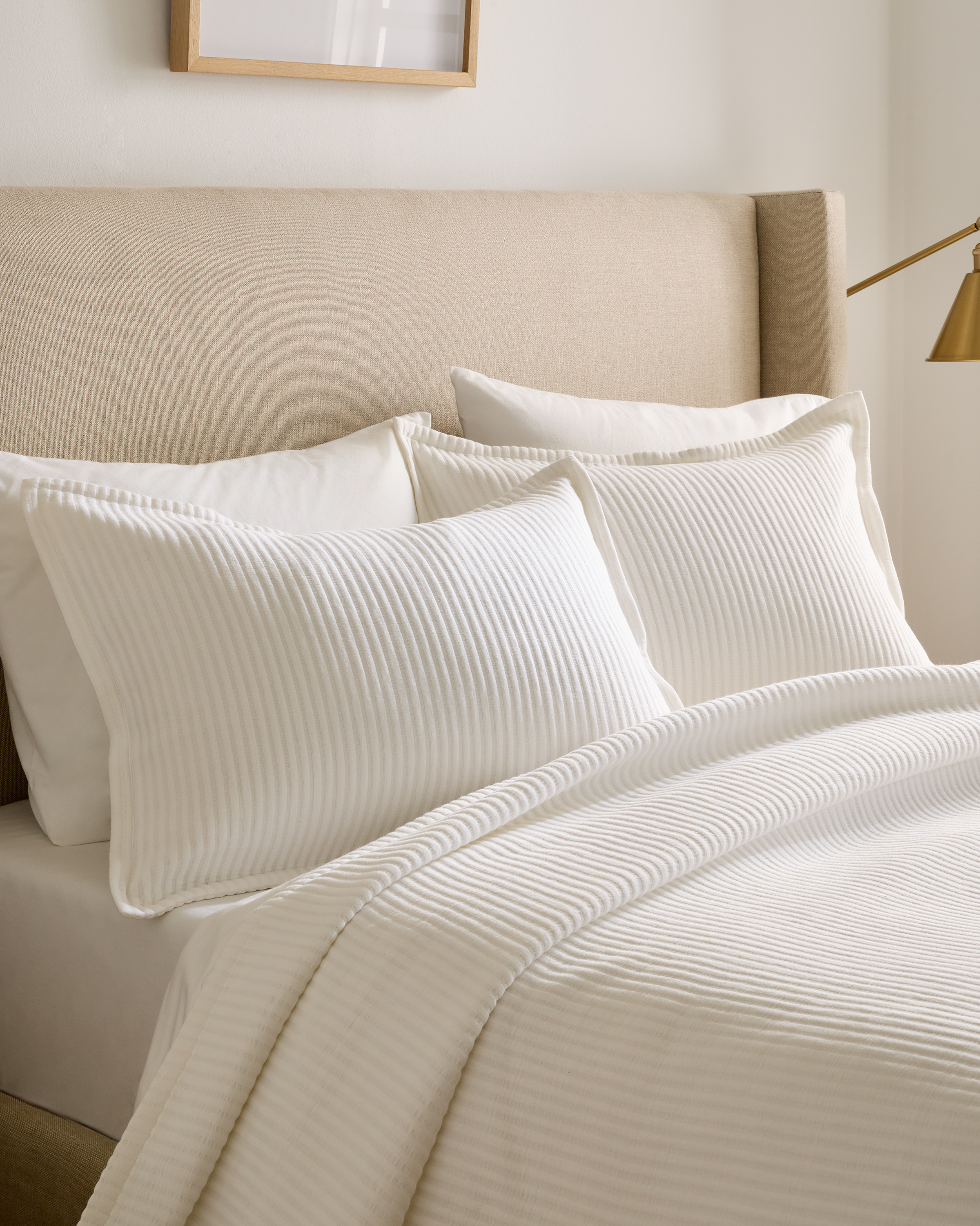 White Ensemble de taies décoratives en matelassé de coton biologique