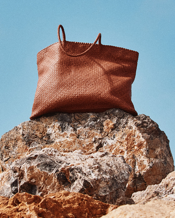 Cognac Italian Leather Handwoven Tote