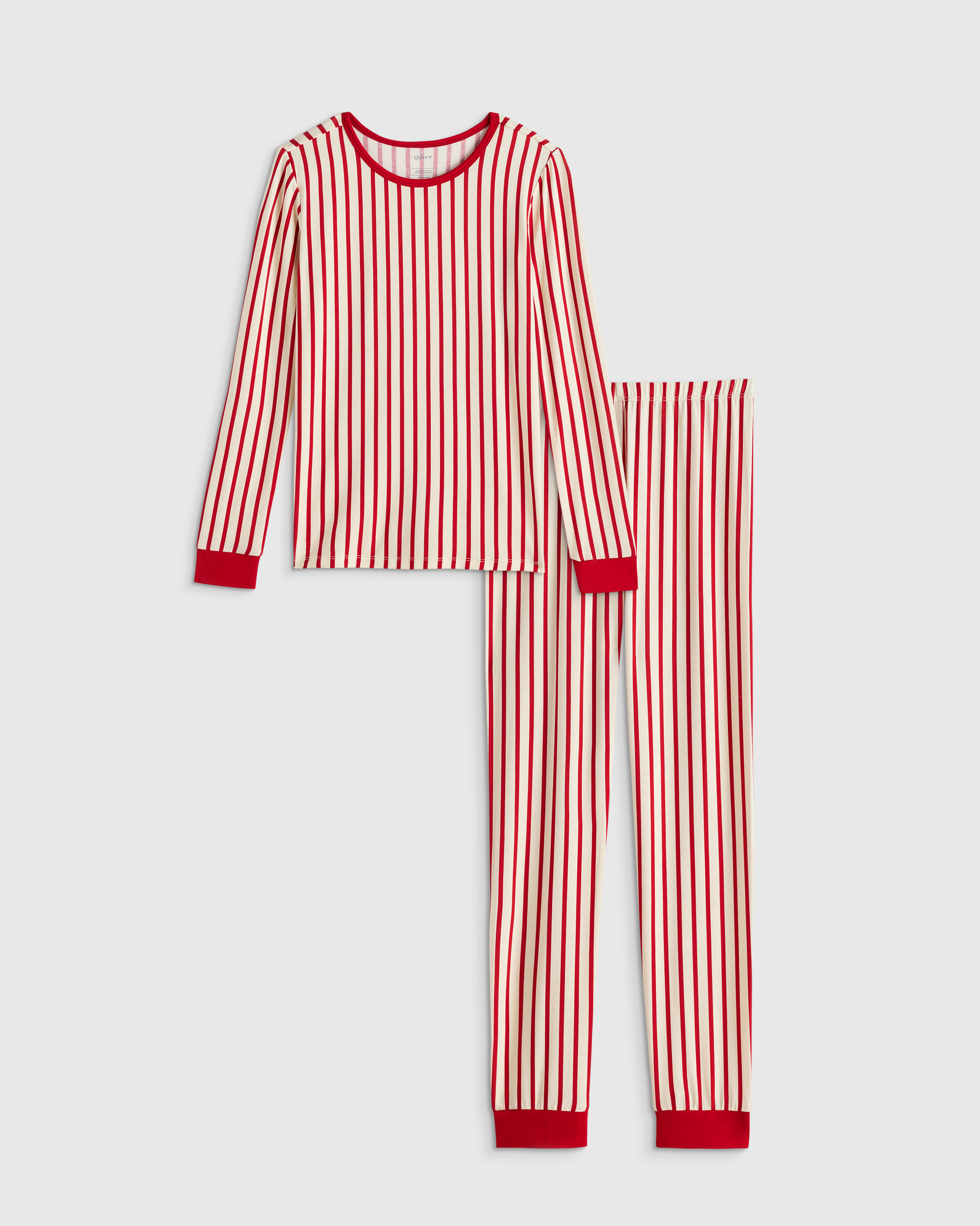 Red Candy Stripe Bamboo Long Sleeve and Pant Pajama Set