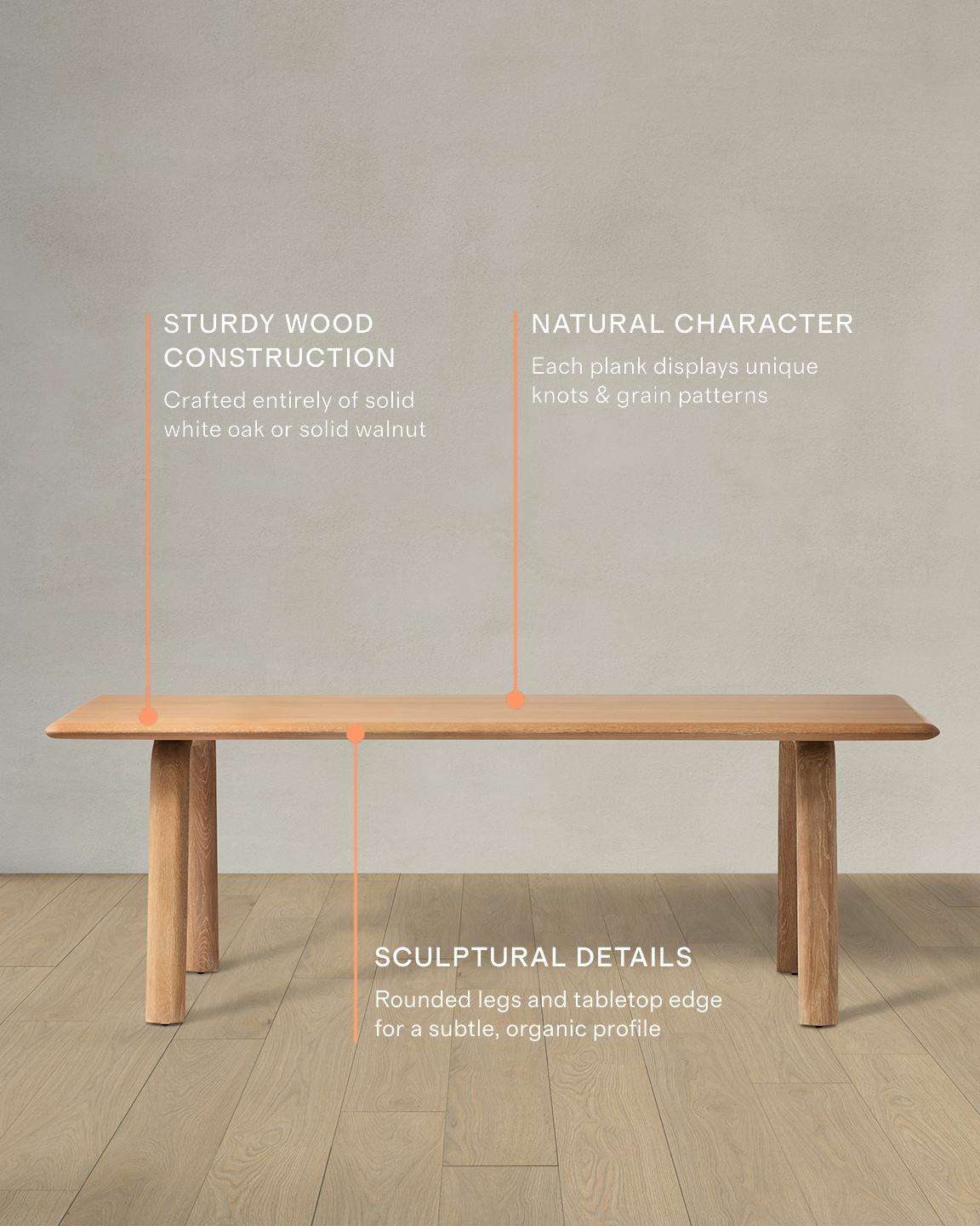 Solid Wood Dining Table with Rounded Legs - thumbnail 3
