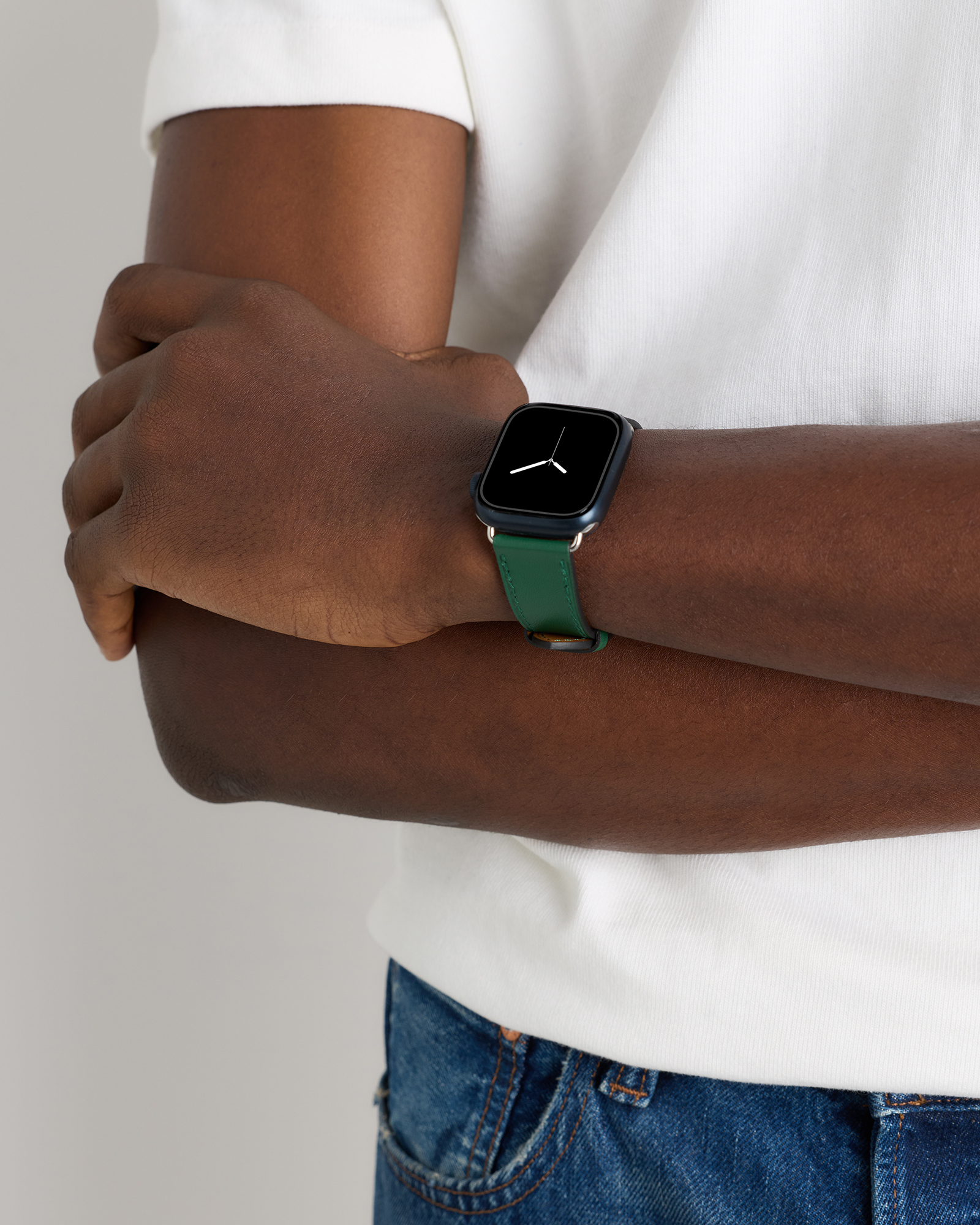 Leather Smartwatch Band in Dark Green