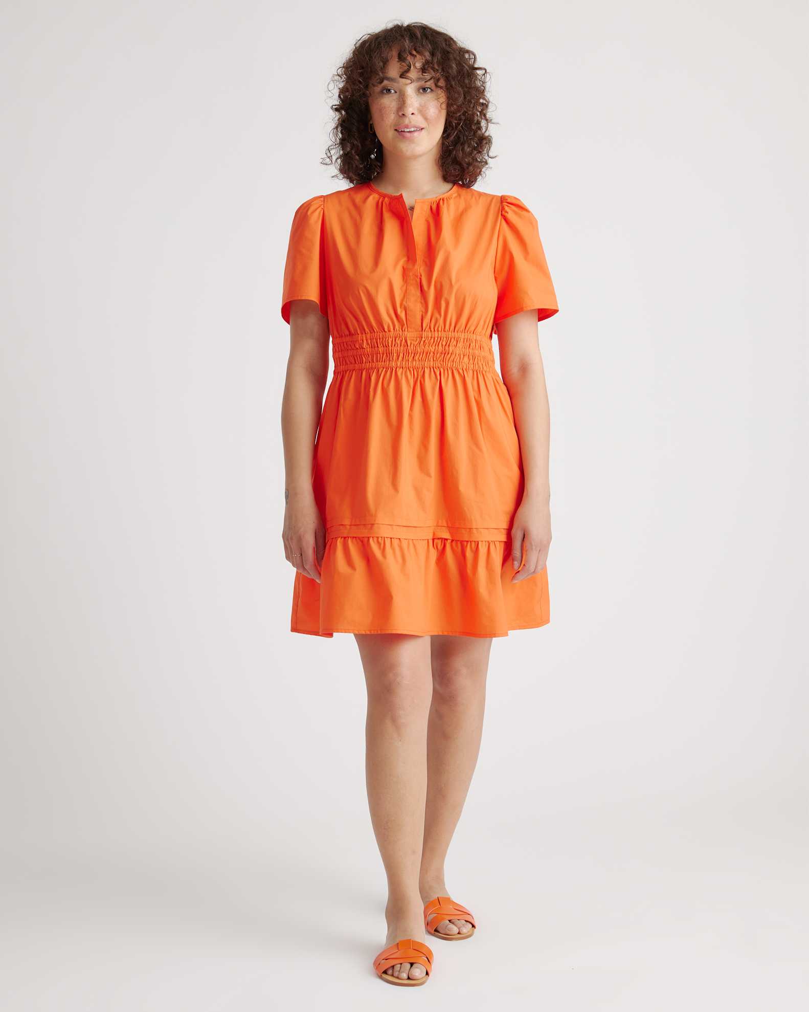 cotton poplin tiered mini dress Dusty Blue Flutter Sleeve Tiered Mini Dress Brunch Dress