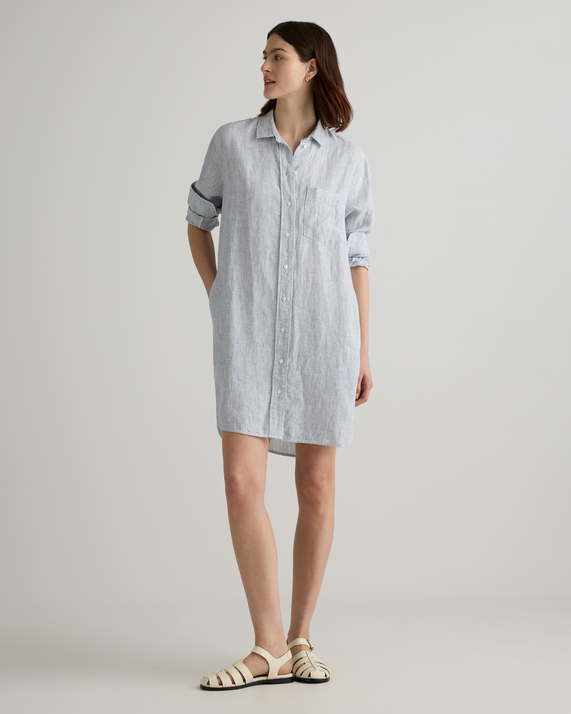 ★2024SS新作★AVANDRESS★French Linen Slim Shirt Dress Artful Shirtdress - Linen Dress - FINAL SALE