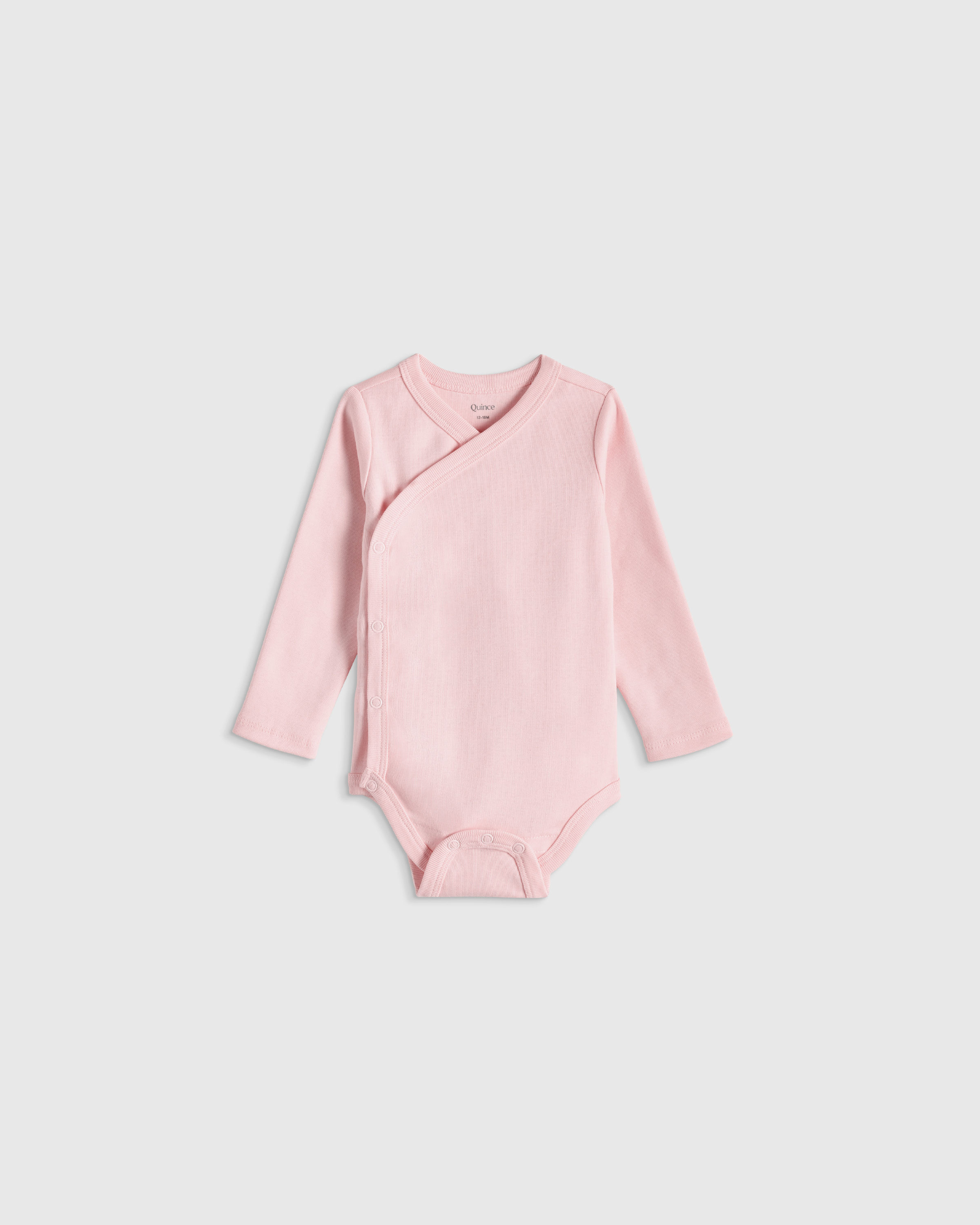Baby Pink Justaucorps style kimono à manches longues en coton biologique à 100 %