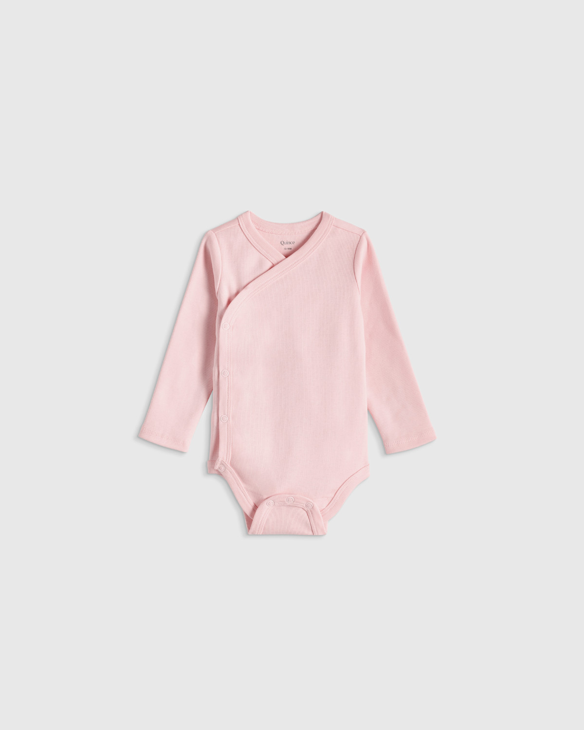 Quince 100% Organic Cotton Long Sleeve Kimono Bodysuit - Baby in Baby Pink
