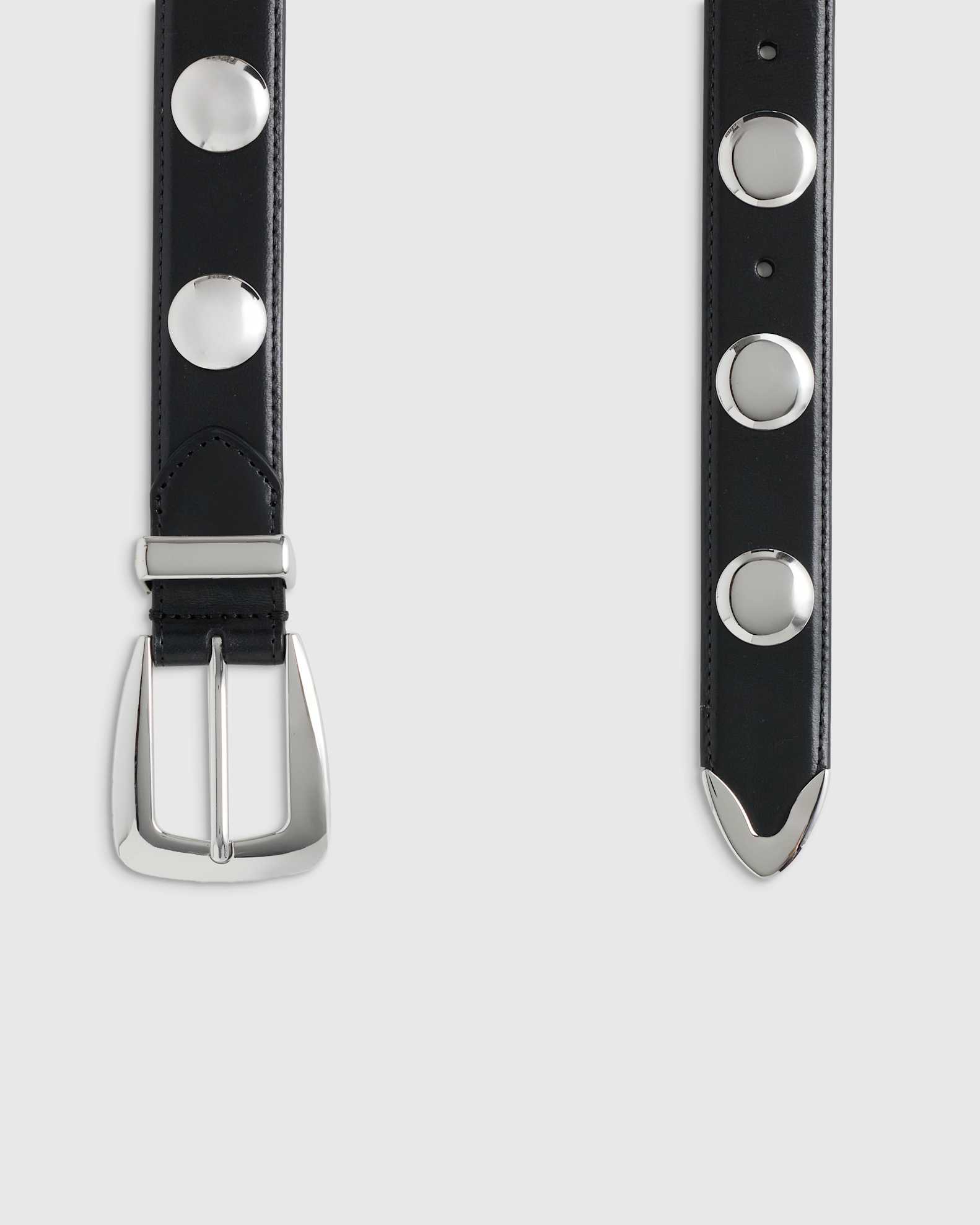 Women's Alyssa European Leather Studded Belt in Black/Silver, Size XL by Quince Women's Alyssa European Leather Studded Belt in Black/Silver, Size XL by Quince