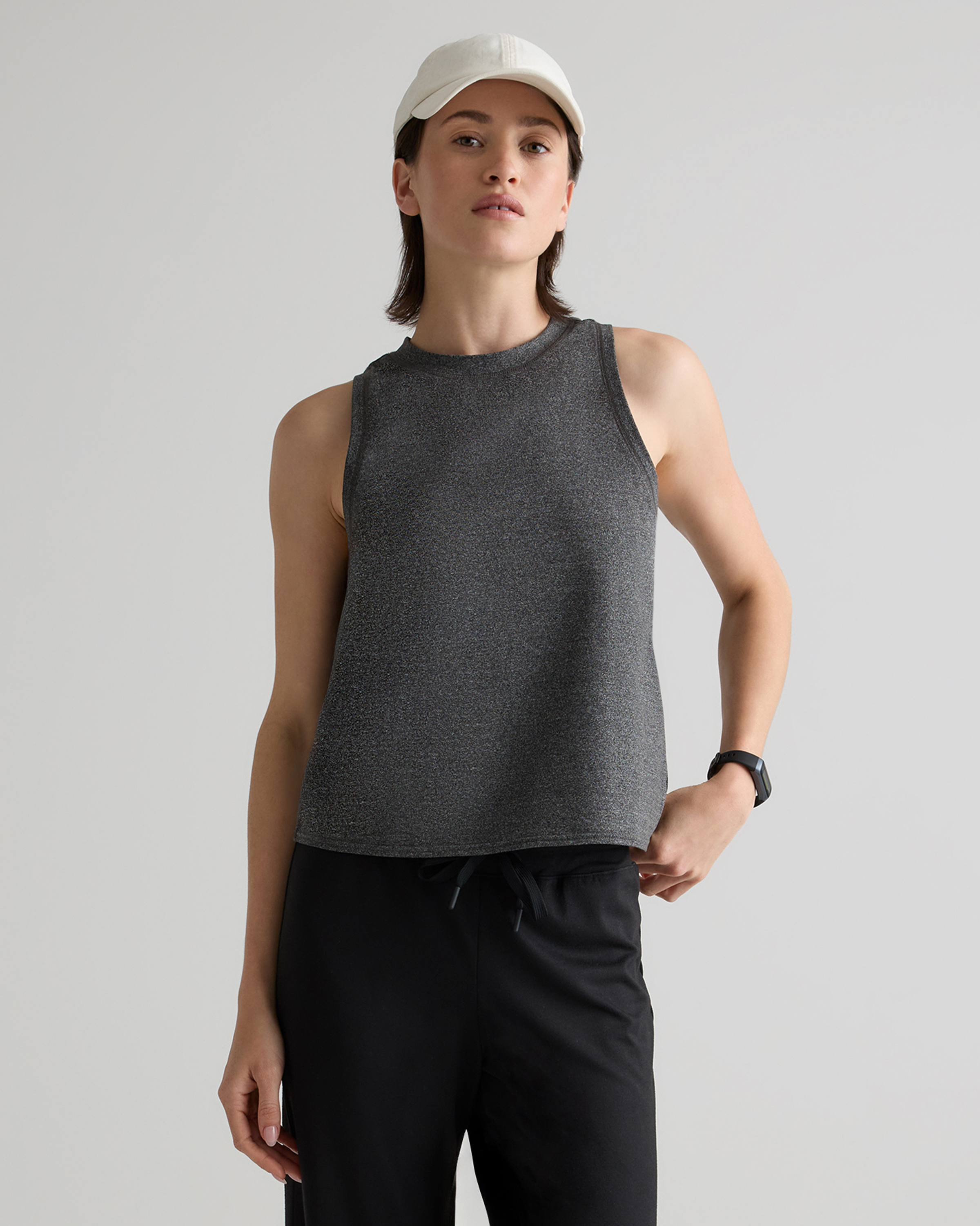 Charcoal Flowknit Breeze High-Neck Tank
