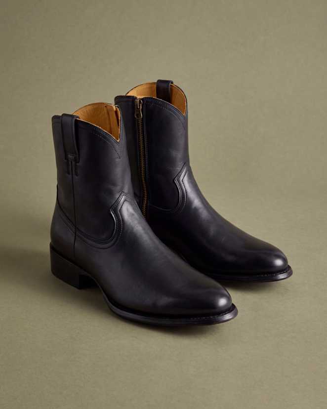 Crafted Leather Western Zip Boot
