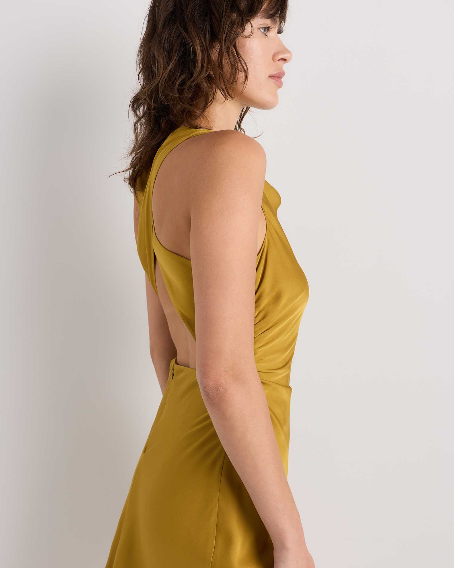 yellow high neck midi dress Zalie | Yellow Lace High-Neck Belted Midi Dress