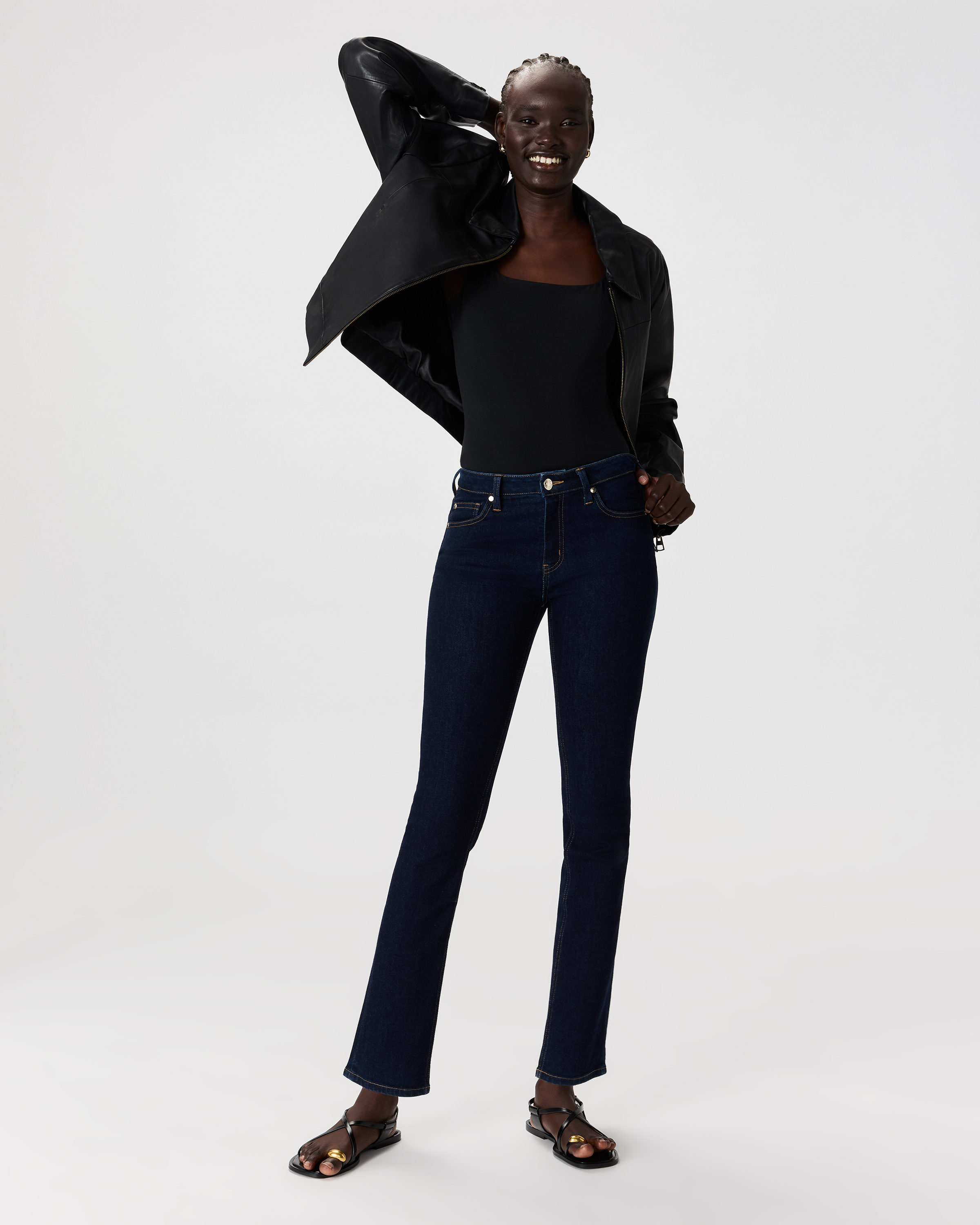 ★★ ★★ Women's Mid Rise Slim Straight Fit Blue Women Mari Oceanside at AG Jeans Official Store