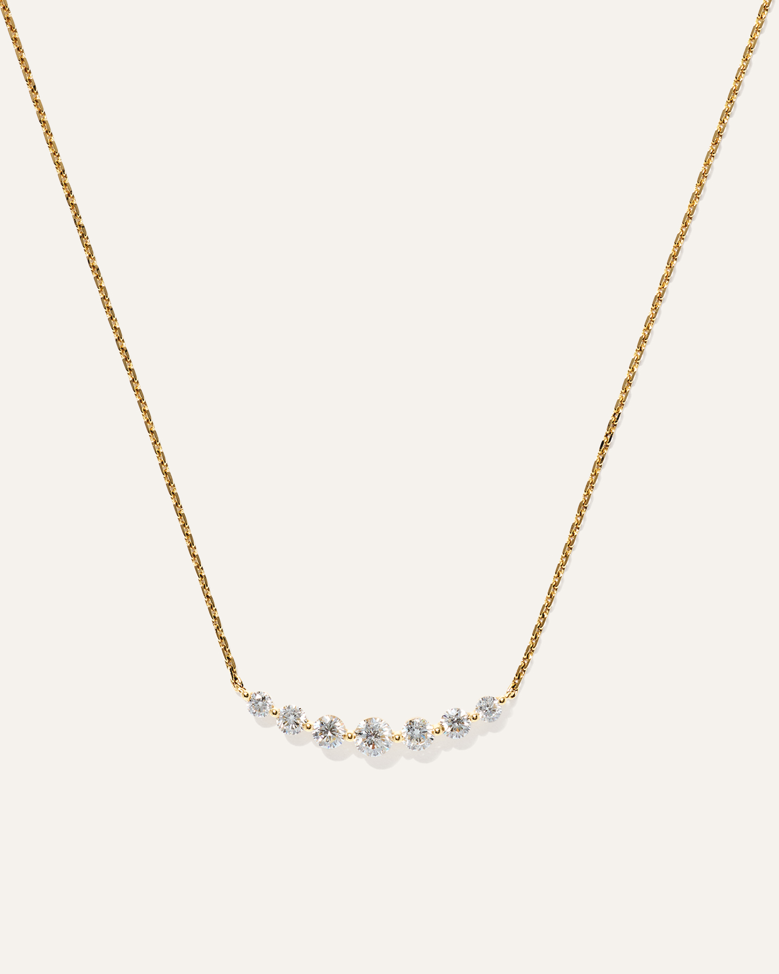 Yellow Gold 14K Gold Lab Grown Diamond Graduated Bar Necklace