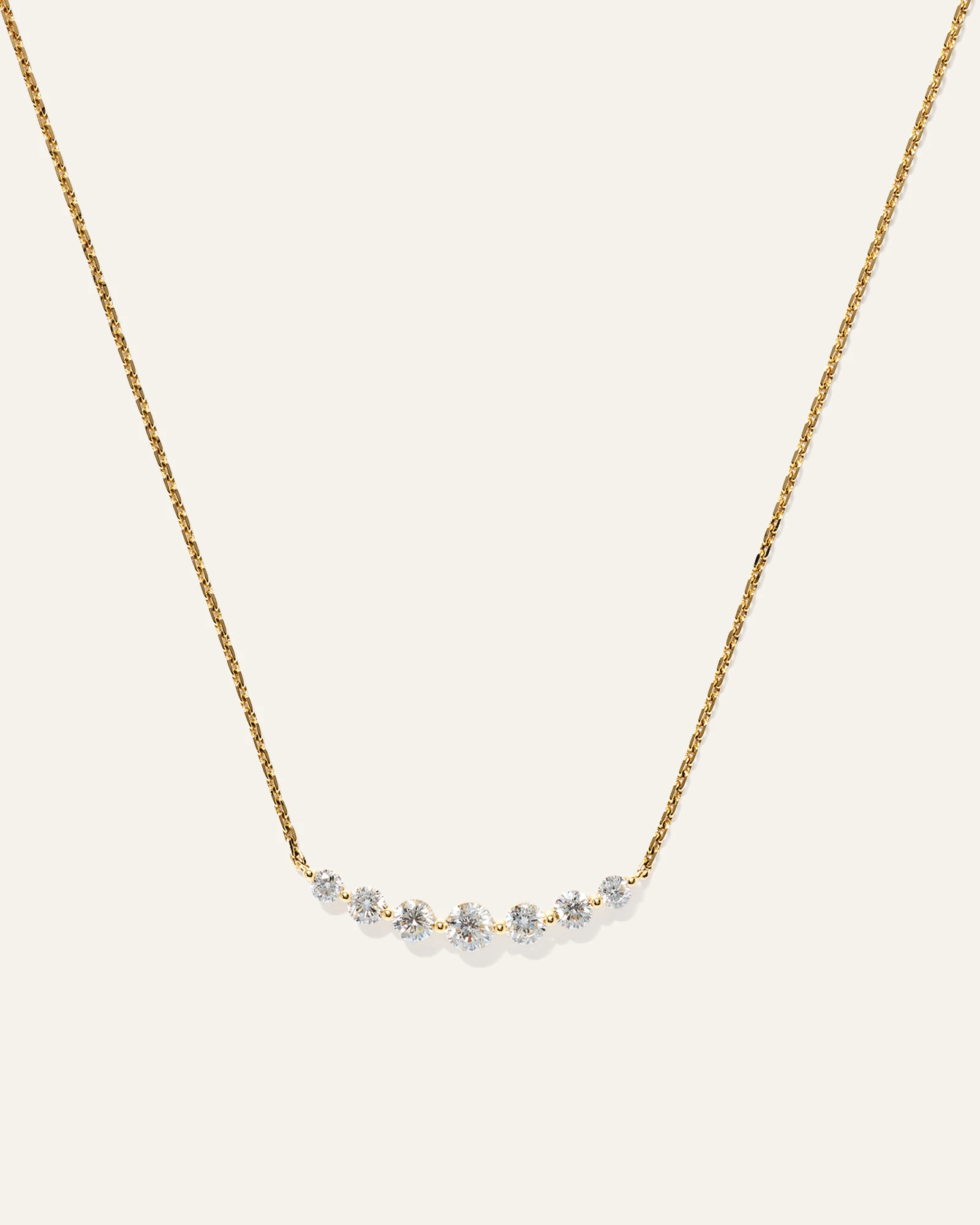 14K Gold Lab Grown Diamond Graduated Bar Necklace - 0.50ctw