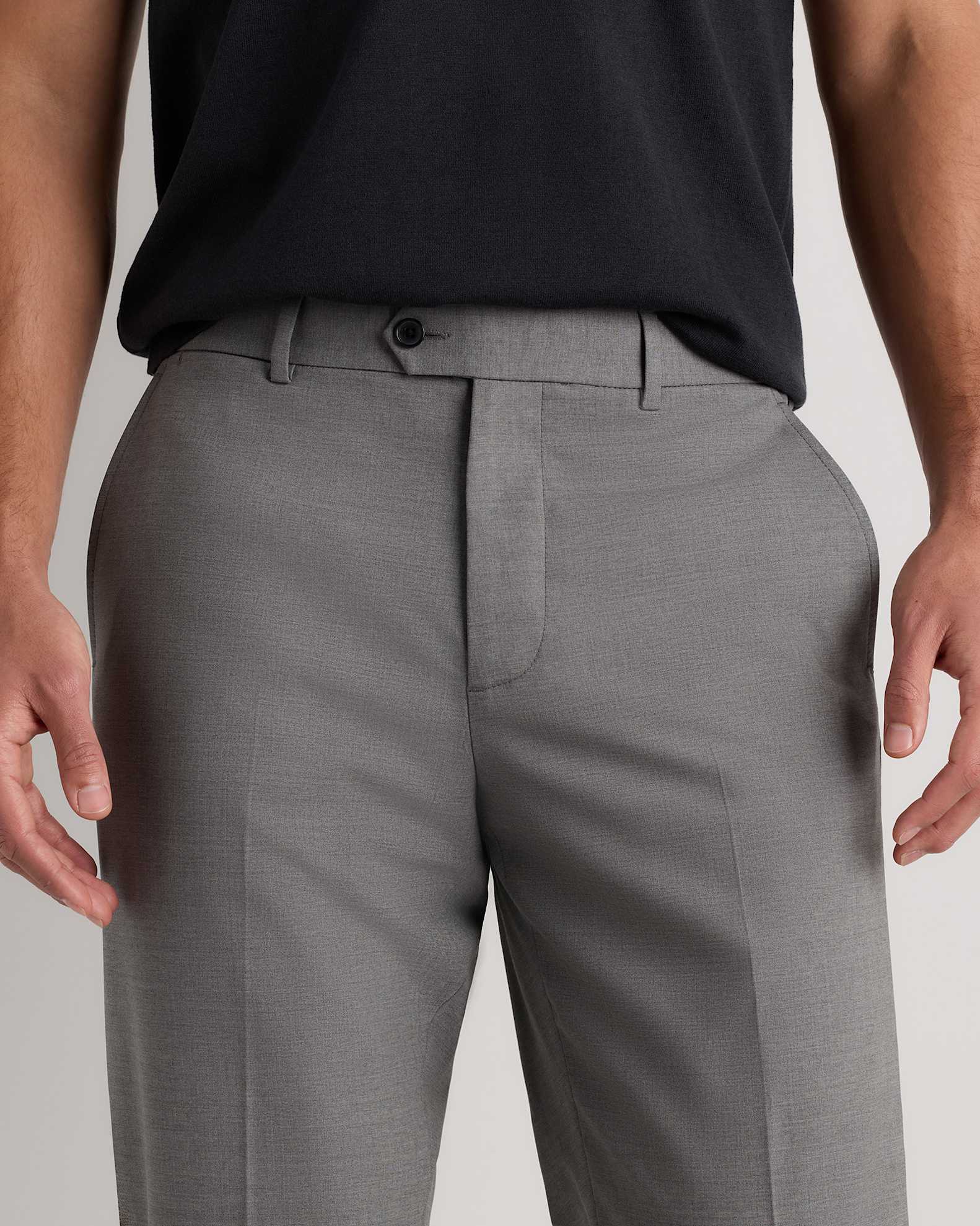 straight fit dress pants men White Slim Fit Dress Pants Flat Front Pre-hemmed