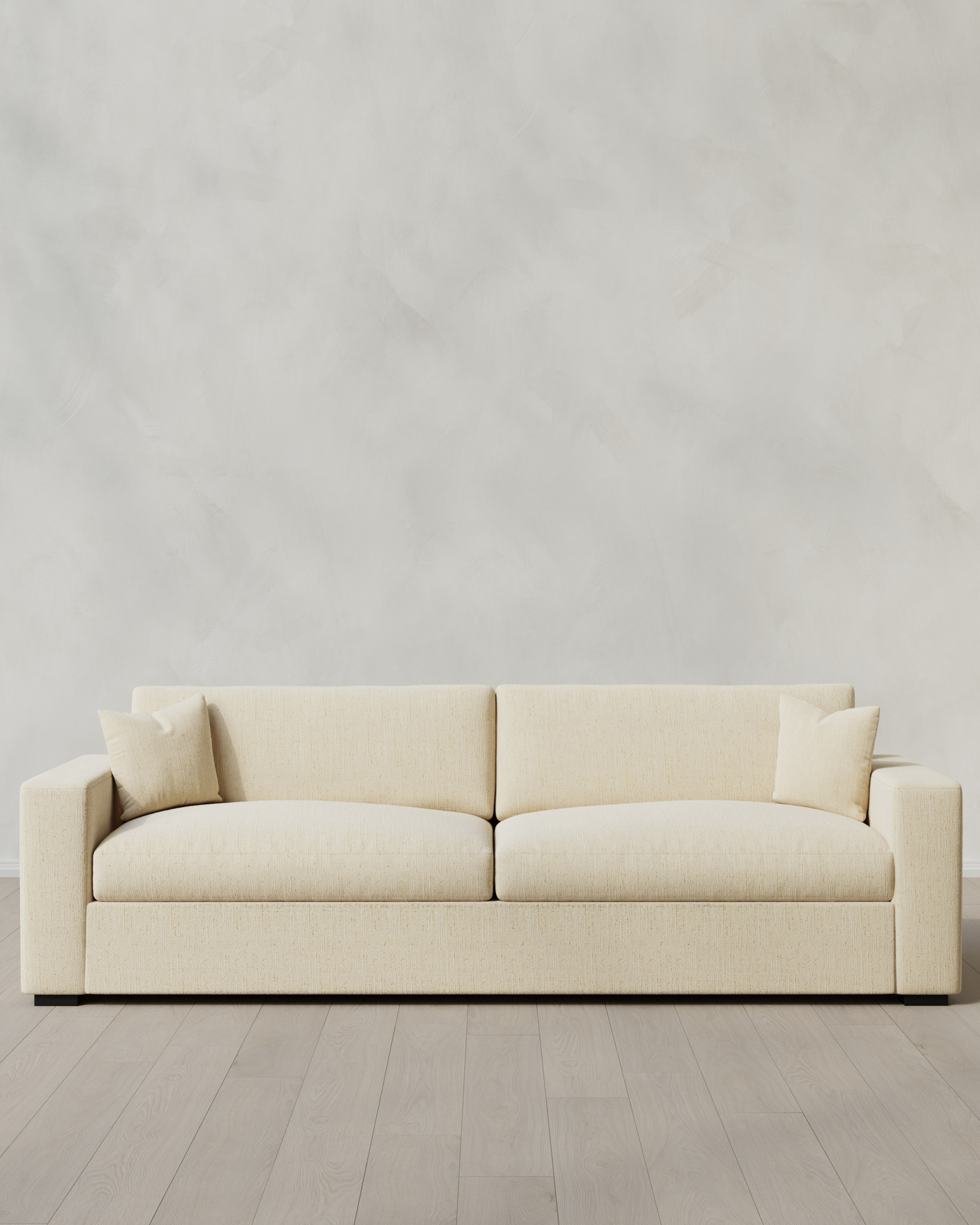 Quince Oasis Sofa in Performance Chenille-Linen Blend in Eggshell, Size 9ft, Polyester