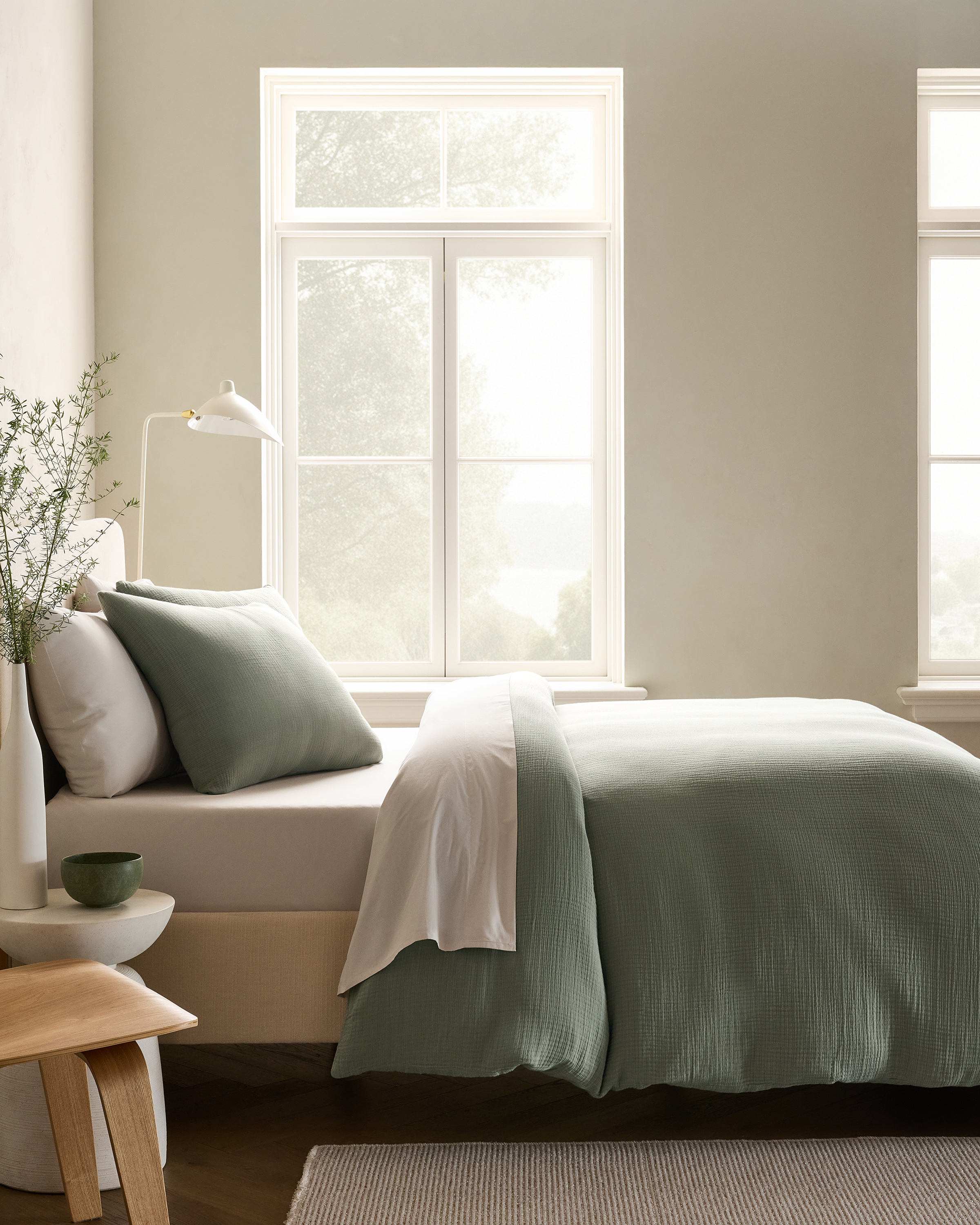 Dried Sage Organic Airy Gauze Duvet Cover