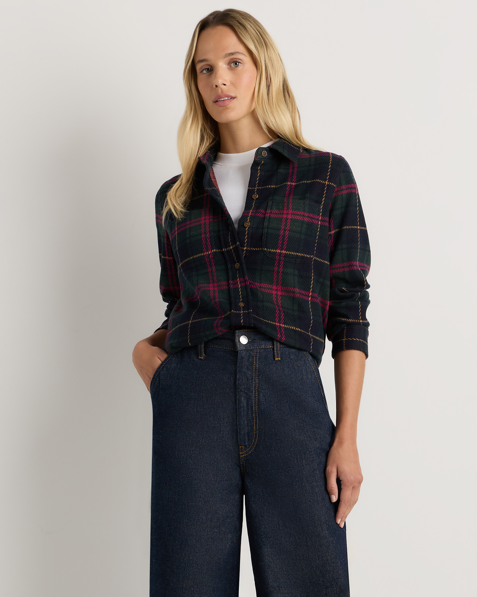 Quince Women's Stretch Sweater Fleece Shirt