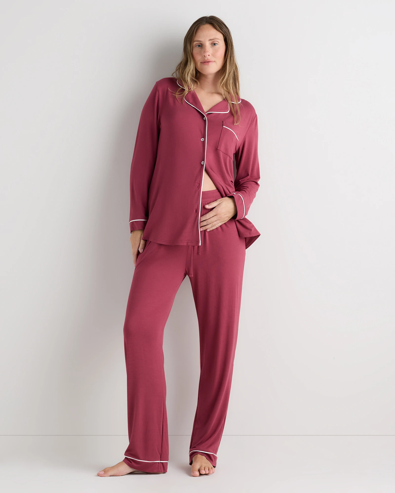 Bamboo Jersey Maternity Long Sleeve Pajama Set - Maternity