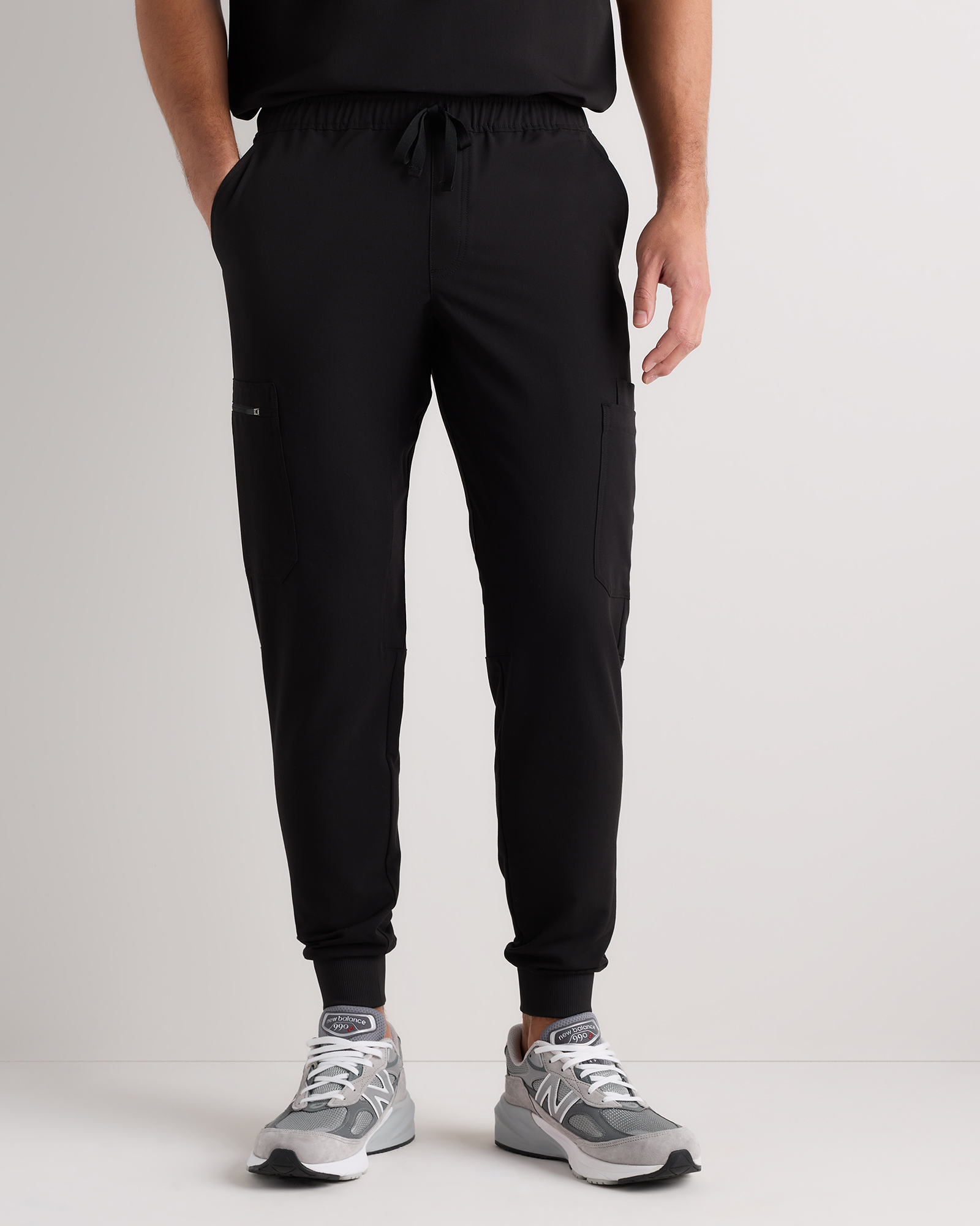 Bold Black AeraFlex Scrub Joggers