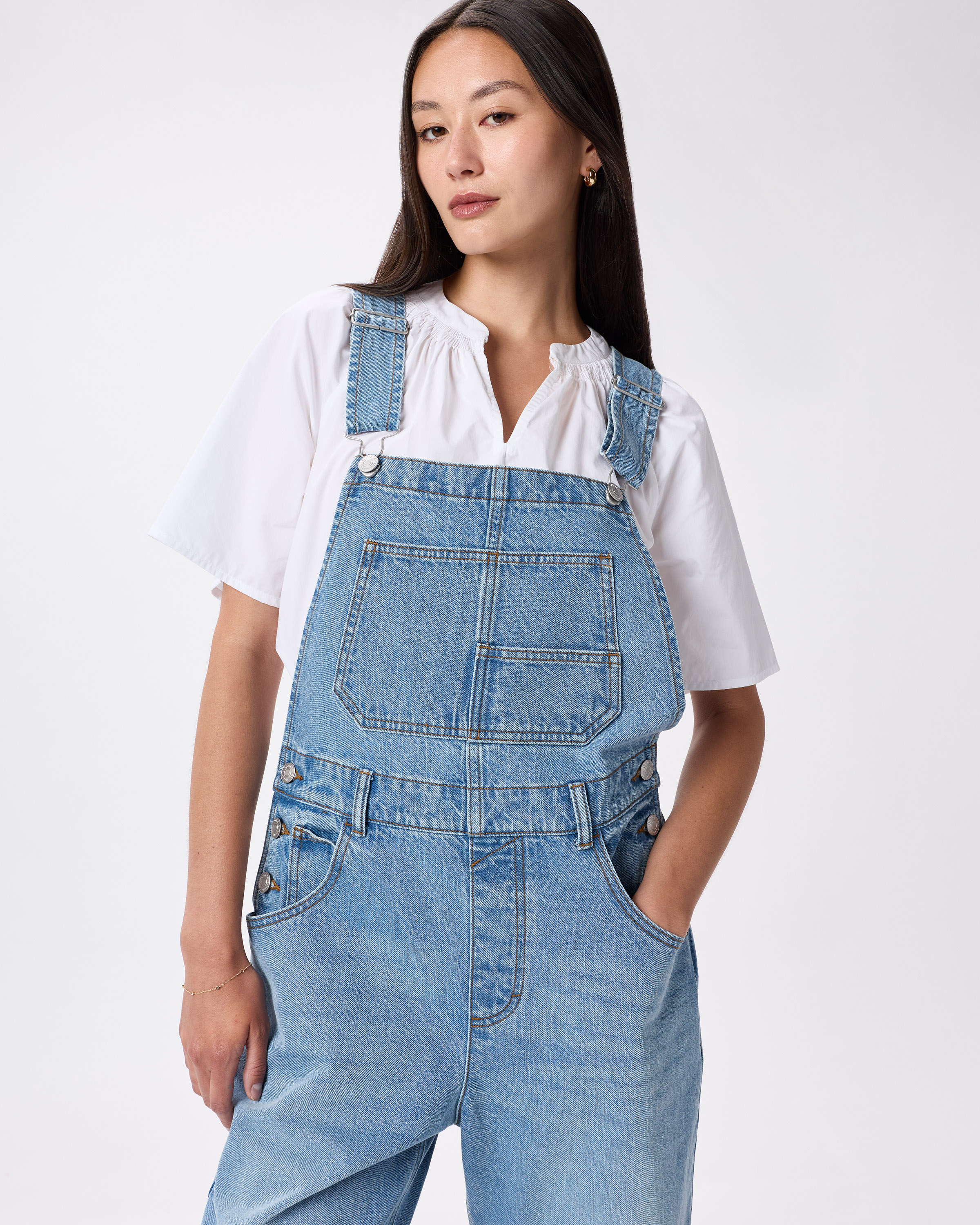 100% Organic Denim Overalls in Icey Blue