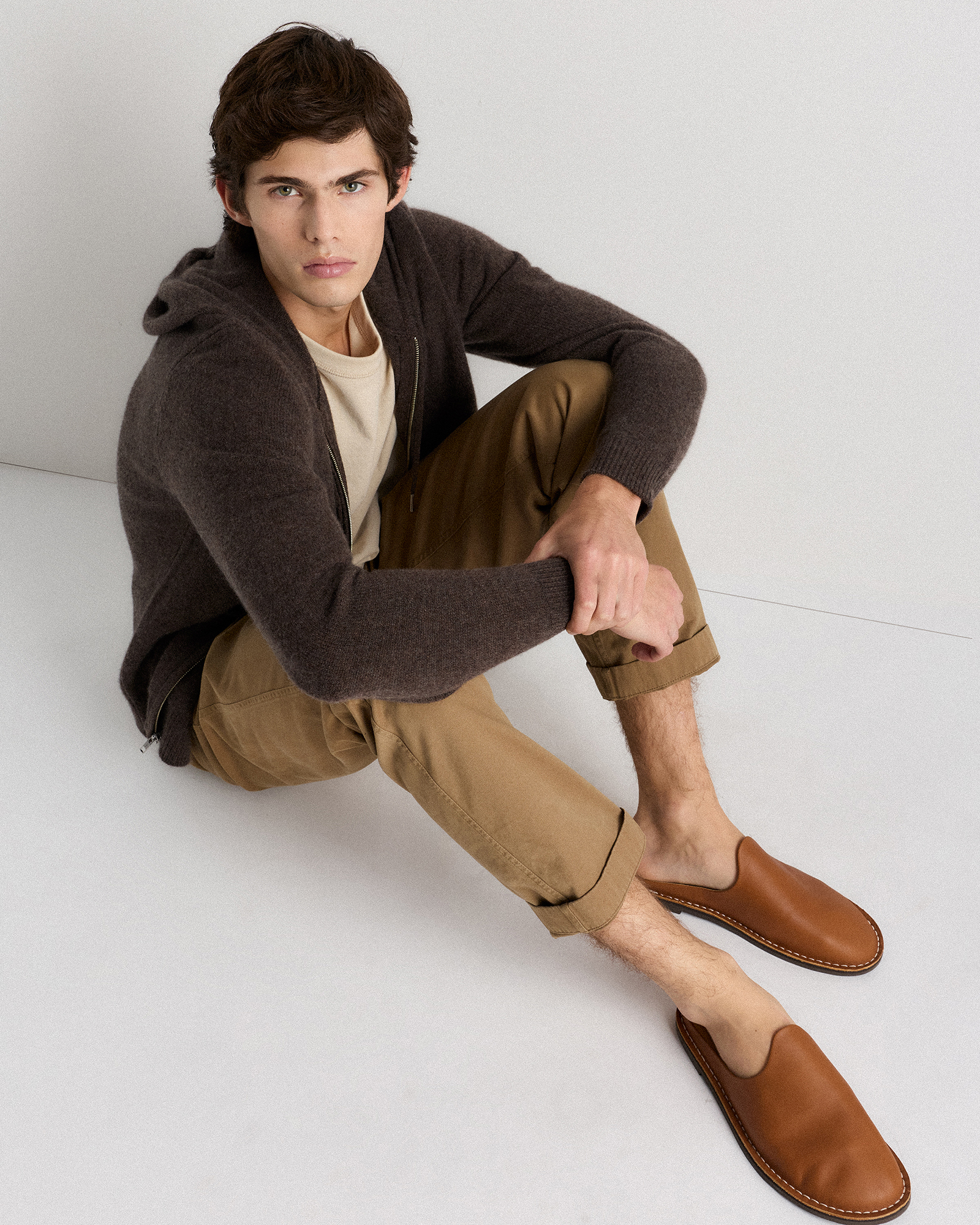 Italian Leather Mule Slip-On in Peanut