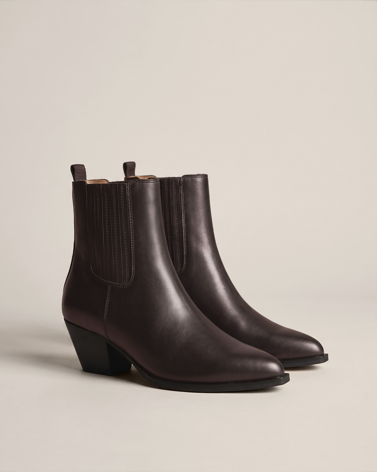 Coffee Bean Italian Leather Western Chelsea Ankle Boot