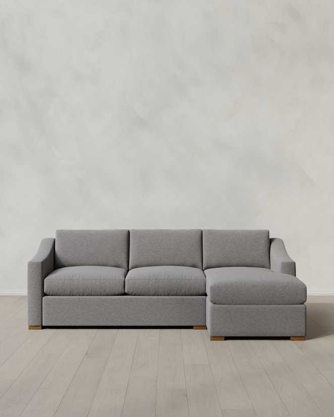 Ash Hollis Slope Arm Chaise Sectional in Performance Basketweave